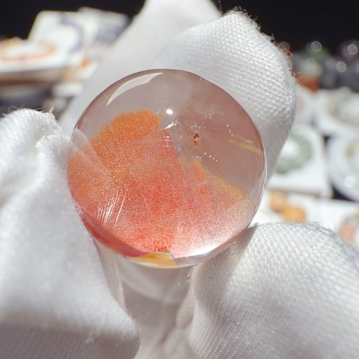 Quartz Bead with Champagne-Pink Iron Oxide Inclusions 15.7 mm