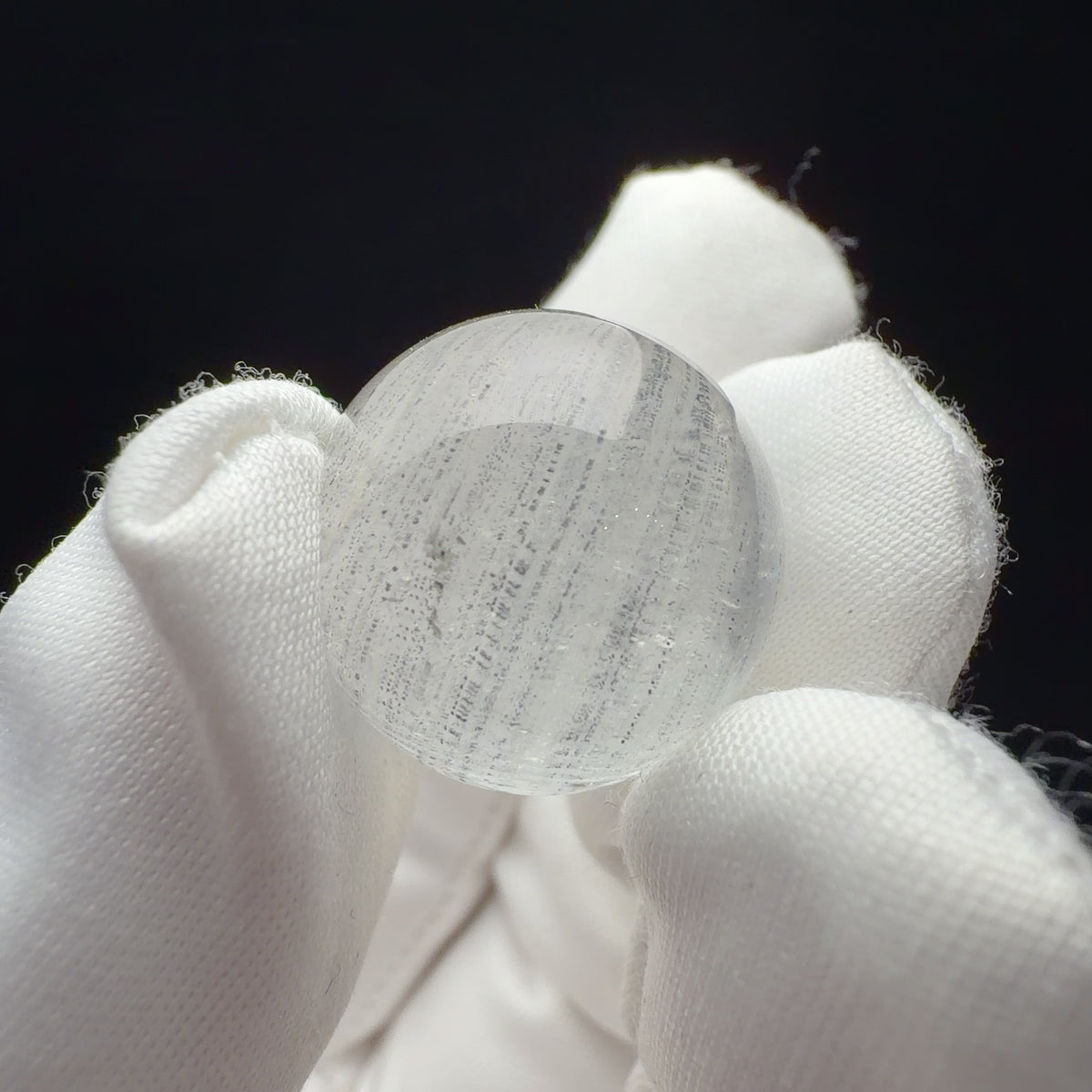 Quartz Bead with Graphite and Iridescent Inclusions 18.1 mm