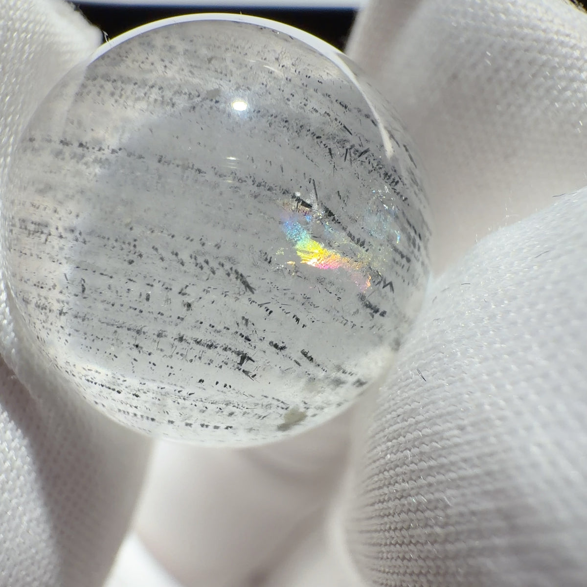 Quartz Bead with Graphite and Iridescent Inclusions 18.1 mm