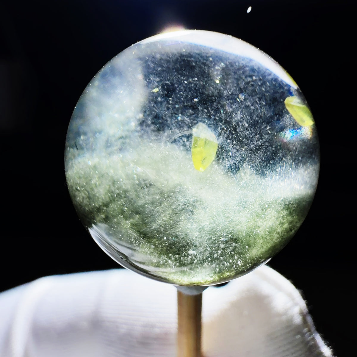 Quartz Bead with Titanite, Fibrous Inclusions and Phantom Growth 17 mm