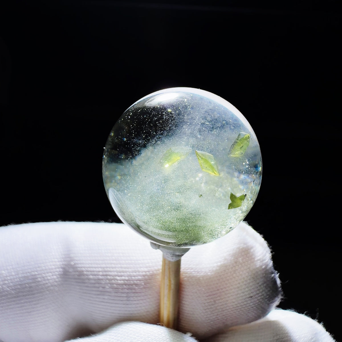 Quartz Bead with Titanite, Fibrous Inclusions and Phantom Growth 17 mm