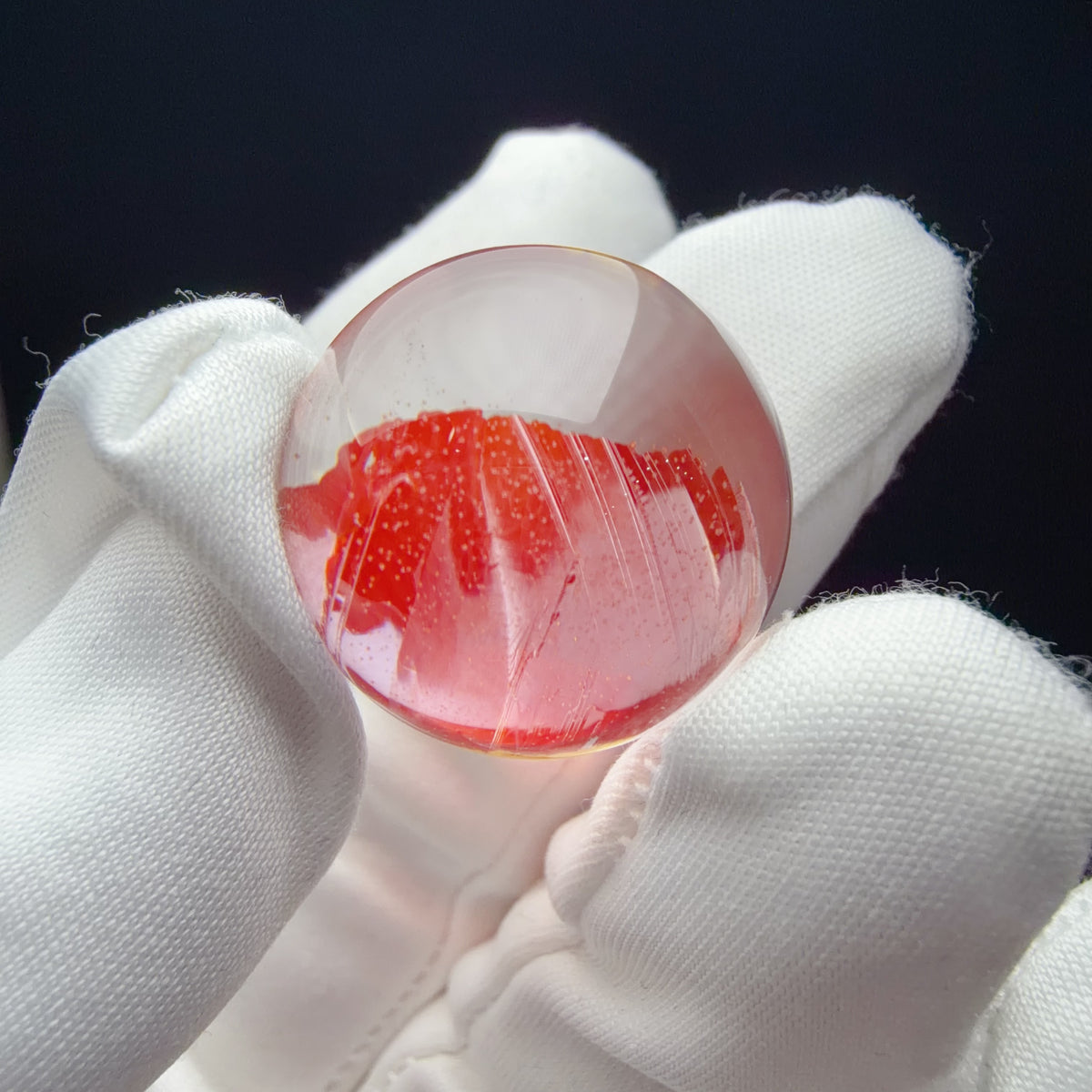 Quartz Bead with Red Iron Oxide Film Inclusions 22.4 mm