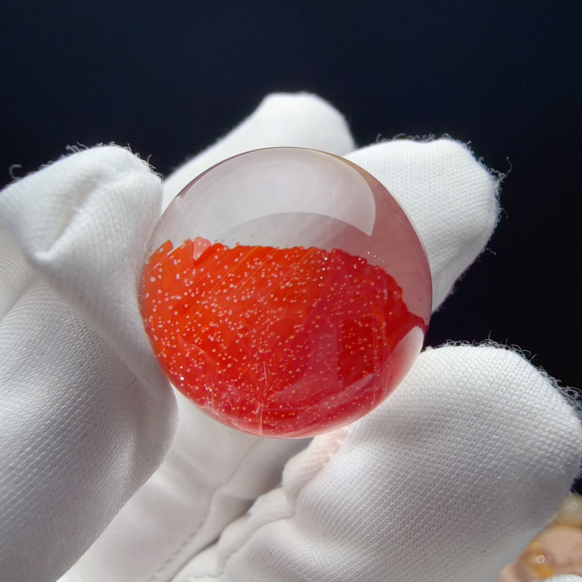Quartz Bead with Red Iron Oxide Film Inclusions 22.4 mm