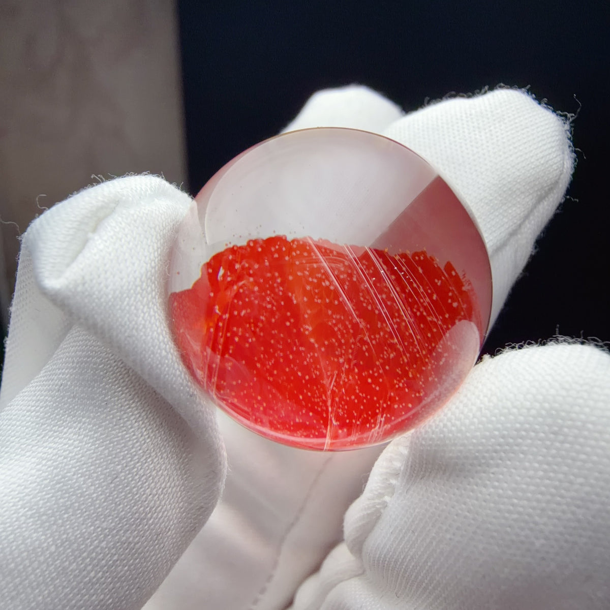 Quartz Bead with Red Iron Oxide Film Inclusions 22.4 mm
