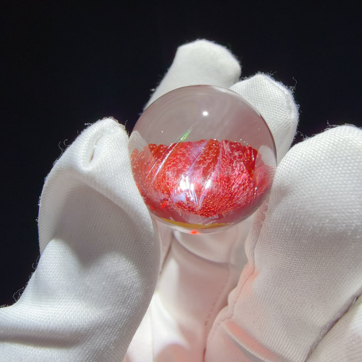 Quartz Bead with Red Iron Oxide Film Inclusions 22.4 mm