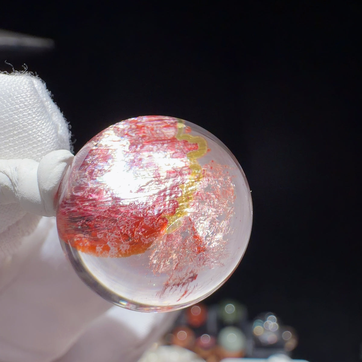 Quartz Bead with Iron Oxide Film Inclusions 17.6 mm