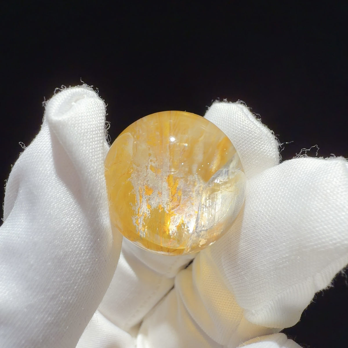 Quartz Bead with Yellow Iron Oxide Inclusions 21 mm