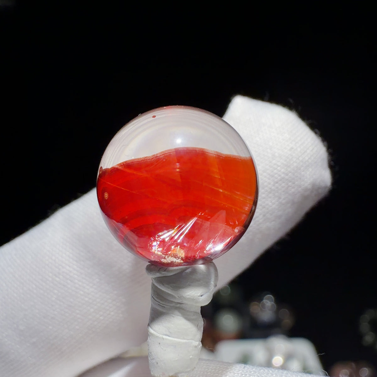 Quartz Bead with Red Iron Oxide Film Inclusions 13.2 mm