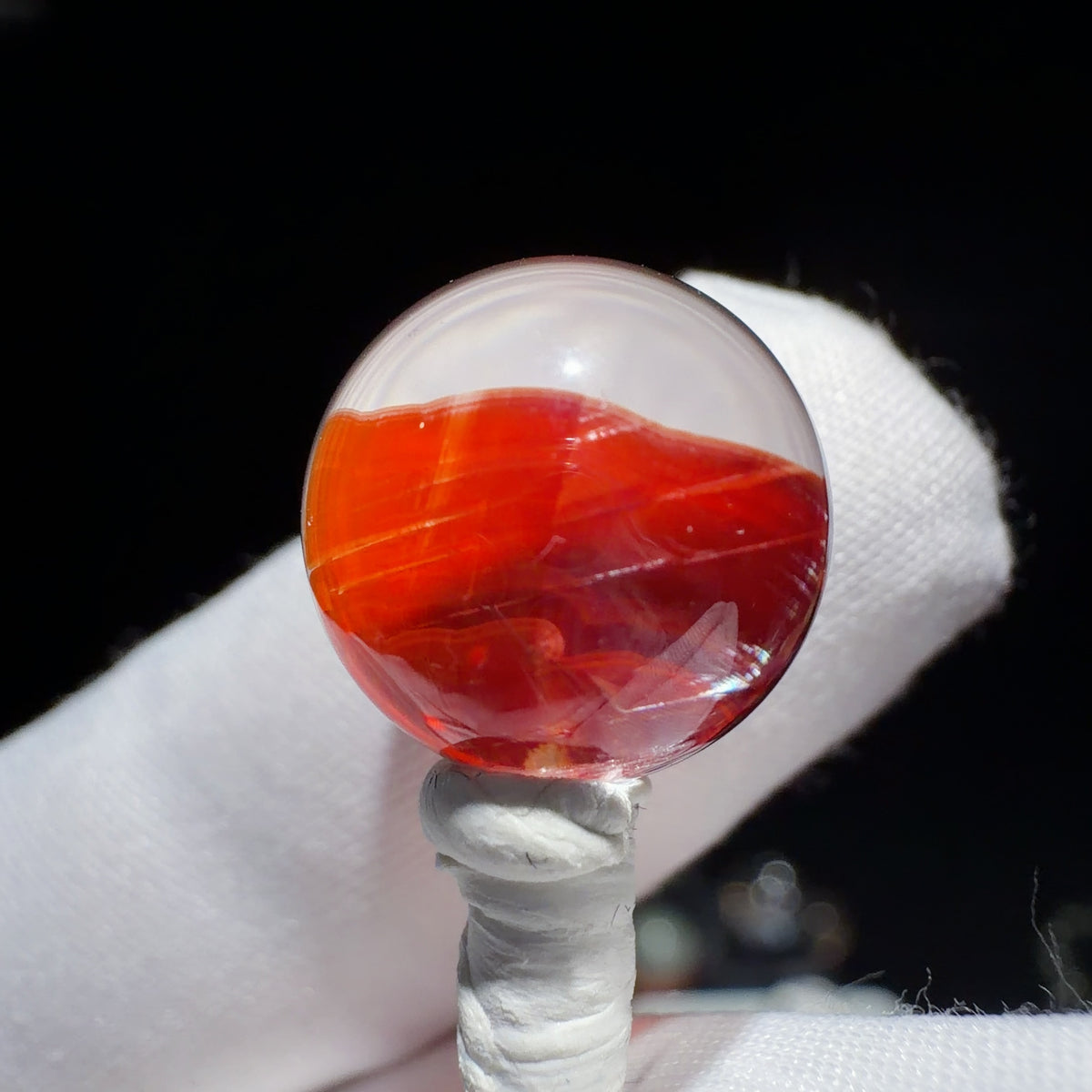 Quartz Bead with Red Iron Oxide Film Inclusions 13.2 mm