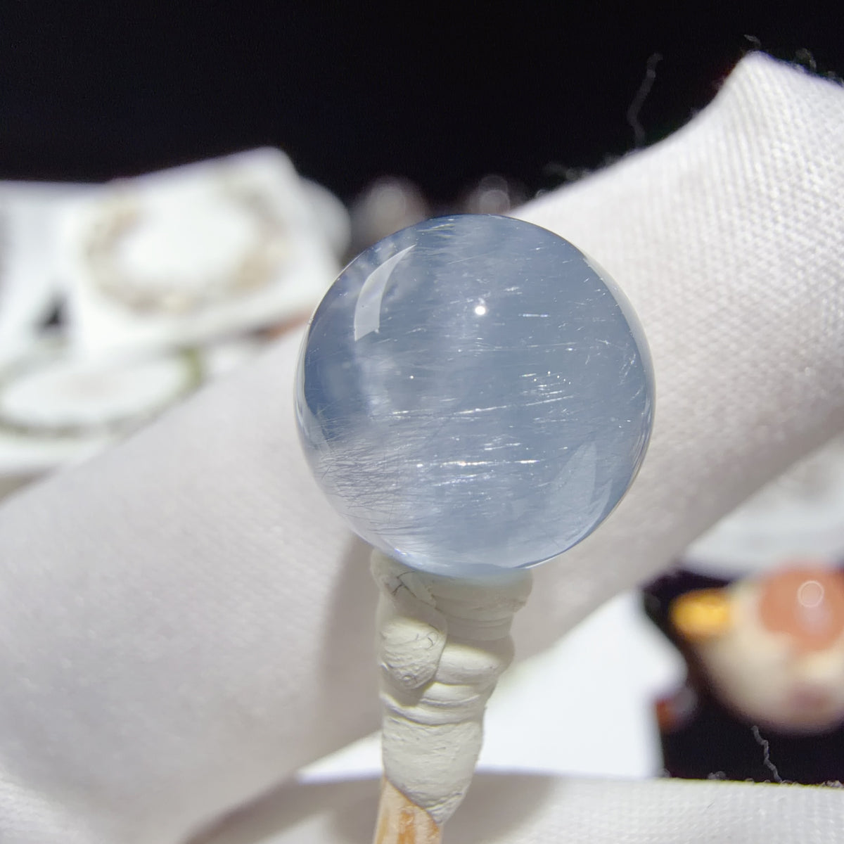 Quartz Bead with Fibrous Inclusions 11 mm