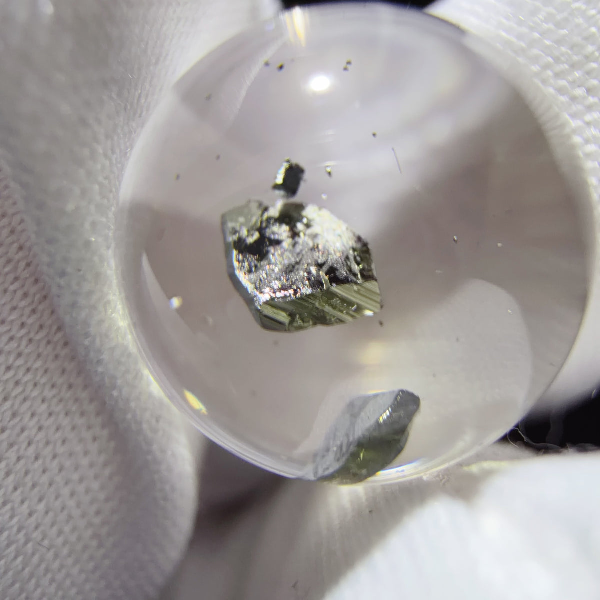 Quartz Bead with Pyrite Inclusions 12.7 mm
