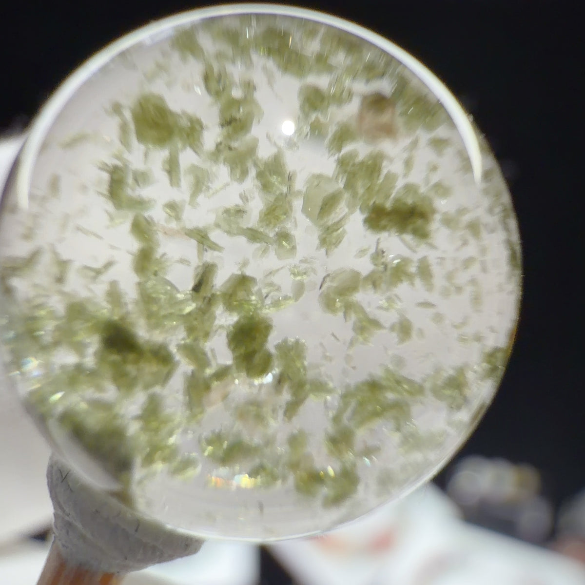 Quartz Bead with Green Mica Inclusions 14 mm