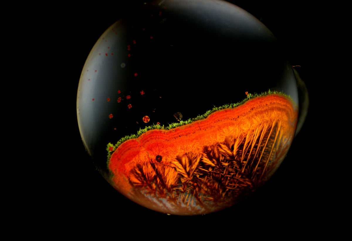 Quartz Bead with Red Iron Oxide Film Inclusions 12.6 mm