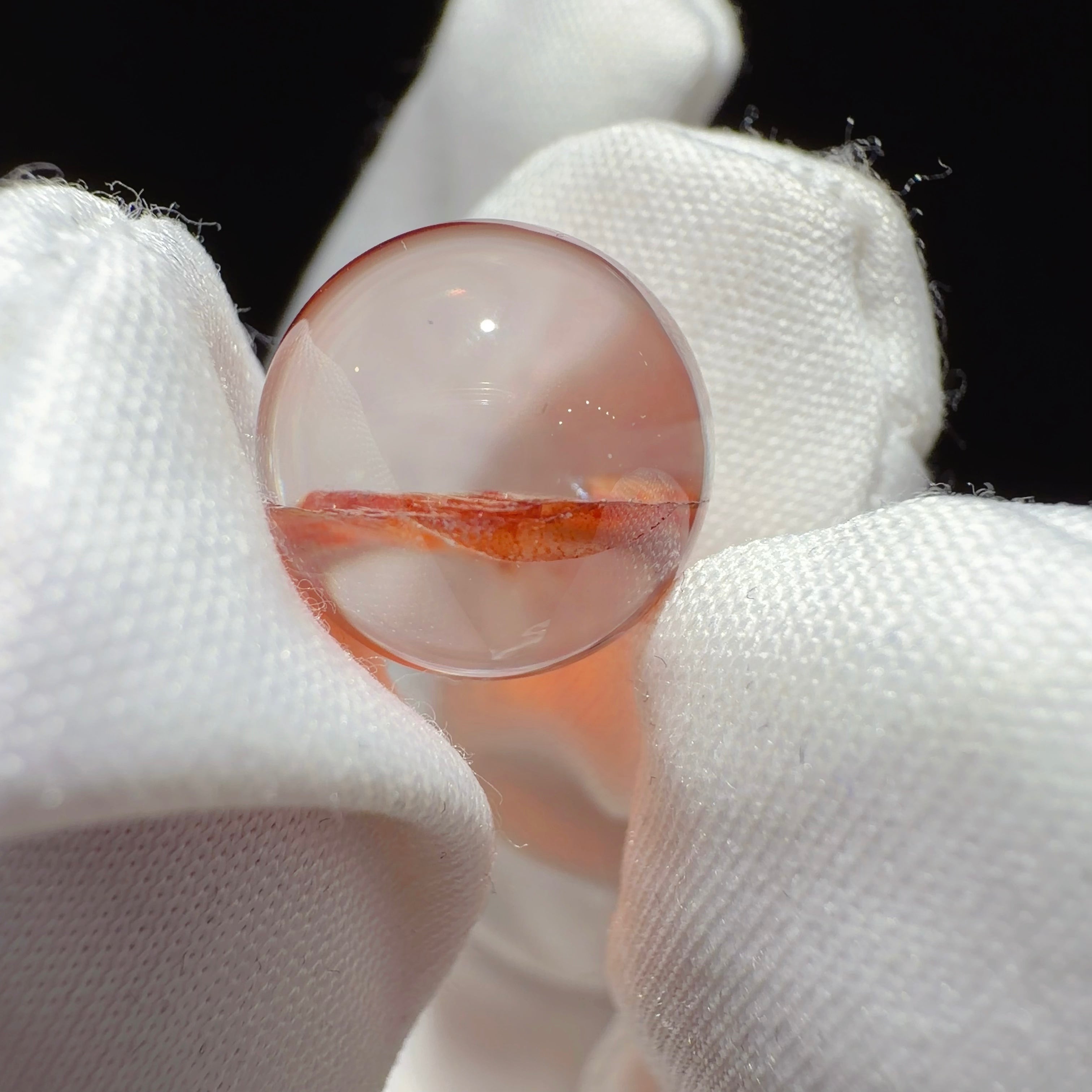 Quartz Bead with Polychrome Iron Oxide Inclusions