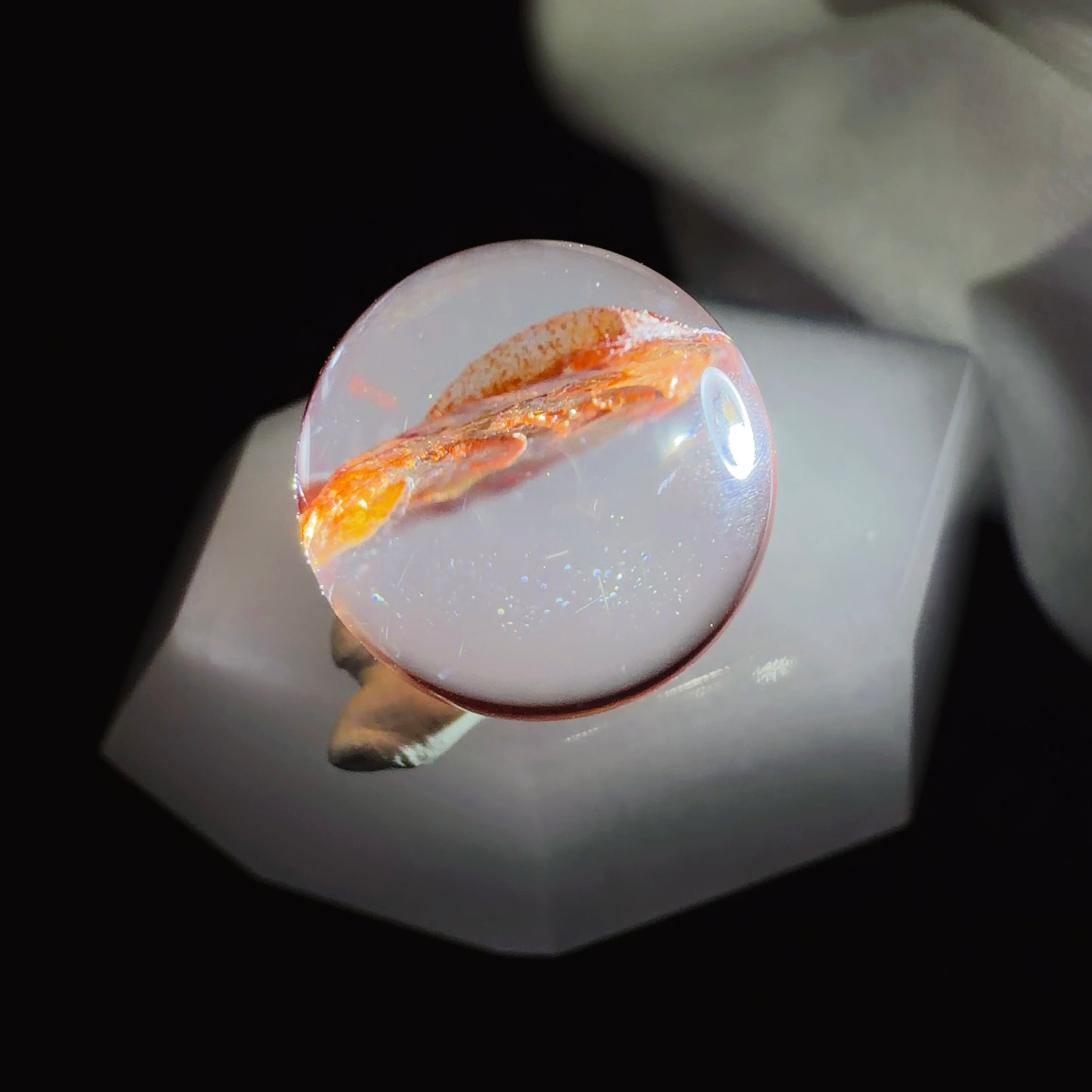 Quartz Bead with Polychrome Iron Oxide Inclusions