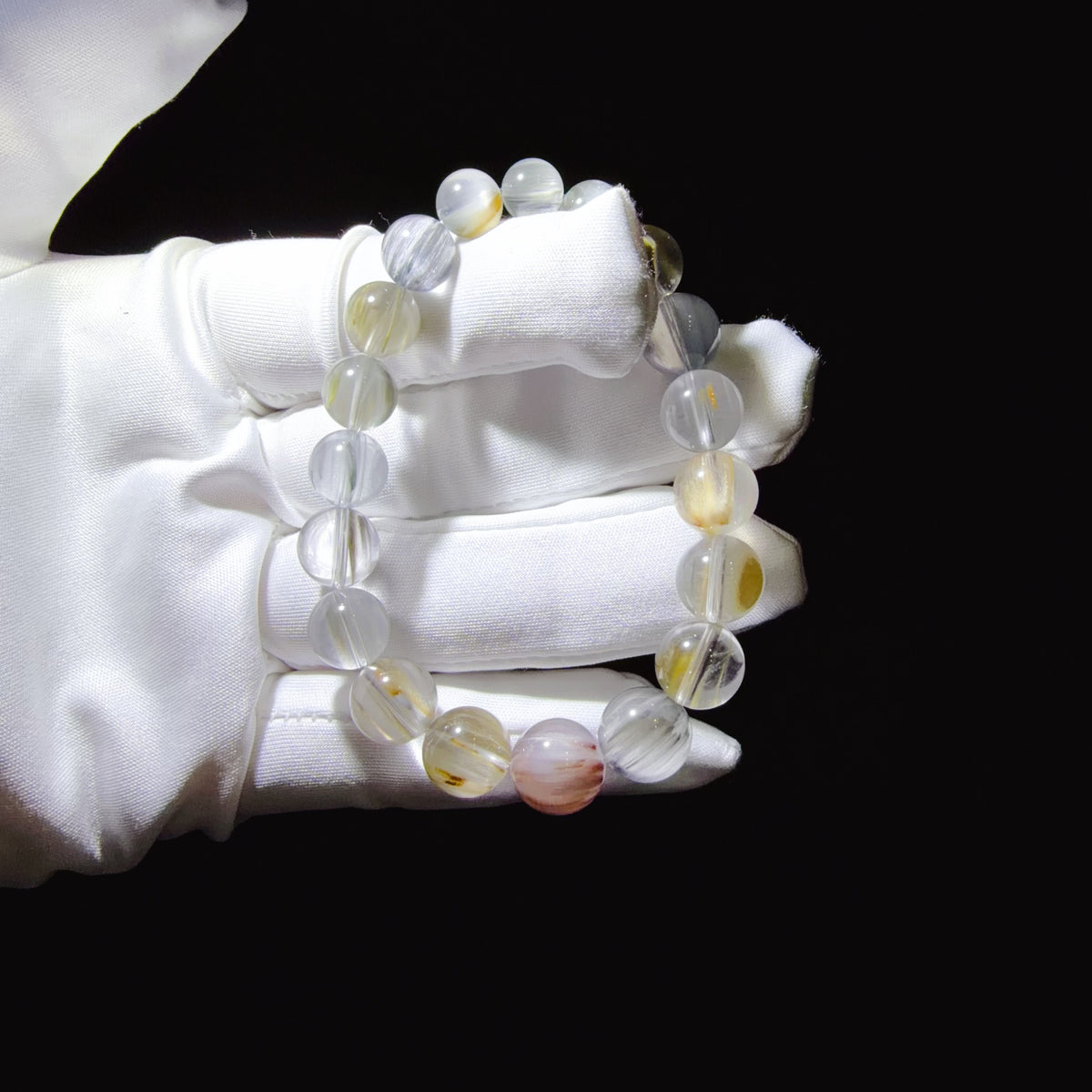 Multicolour Fibrous Inclusion Quartz Collector Bracelet 8–12 mm