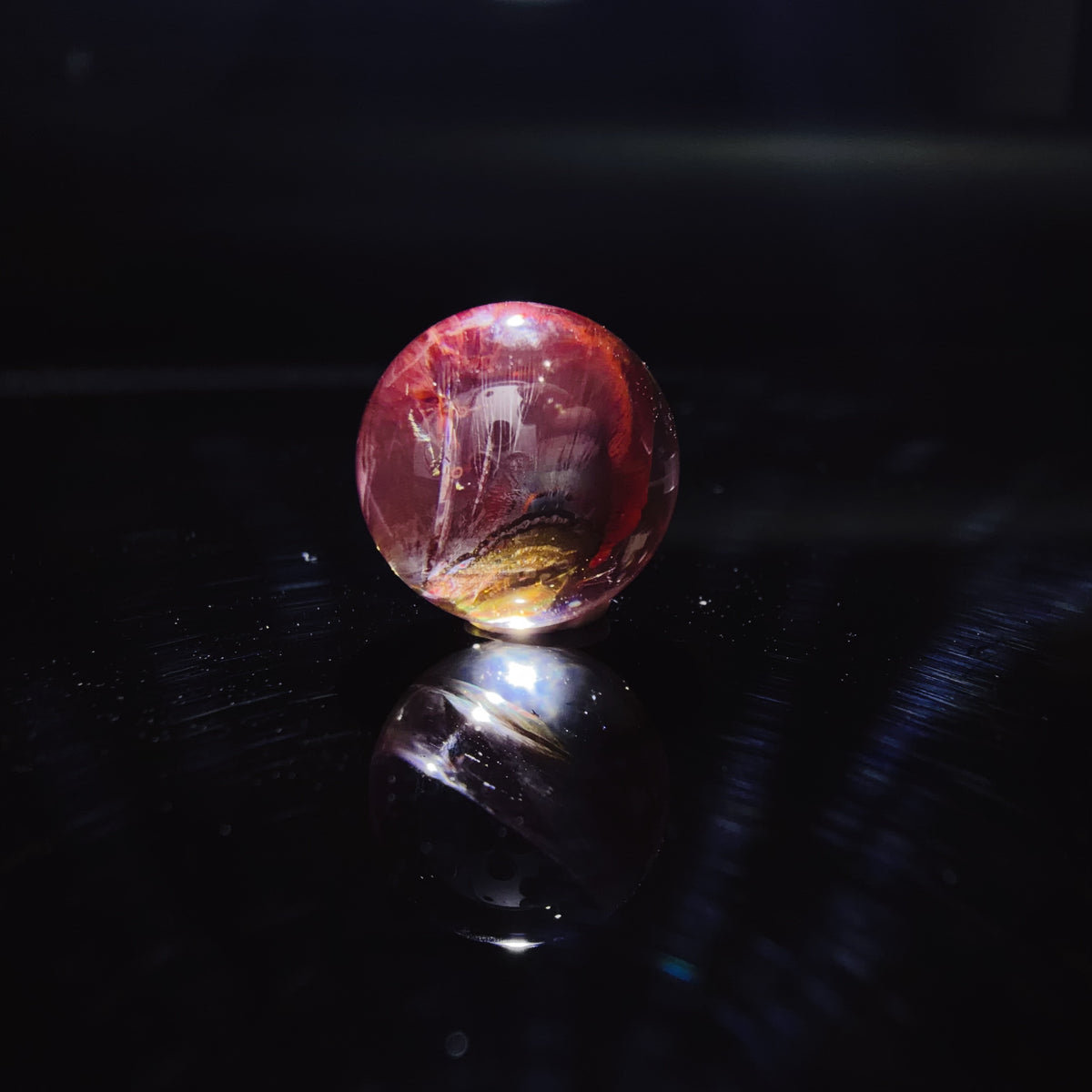Quartz Bead with Red Iron Oxide Film Inclusions 20.3 mm