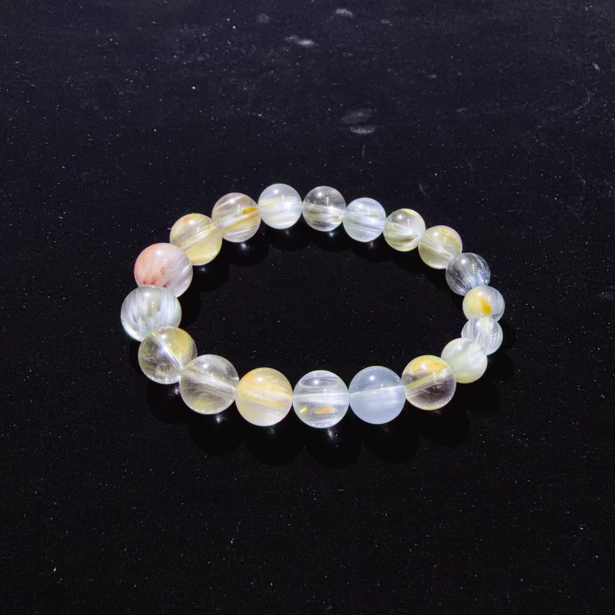 Multicolour Fibrous Inclusion Quartz Collector Bracelet 8–12 mm