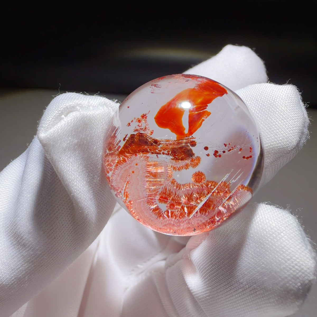Quartz Bead with Sand-Pink Iron Oxide Inclusions 25.3 mm