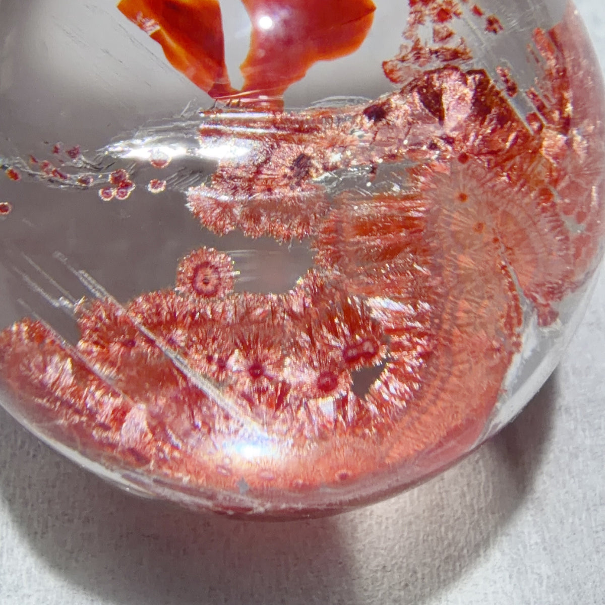 Quartz Bead with Sand-Pink Iron Oxide Inclusions 25.3 mm