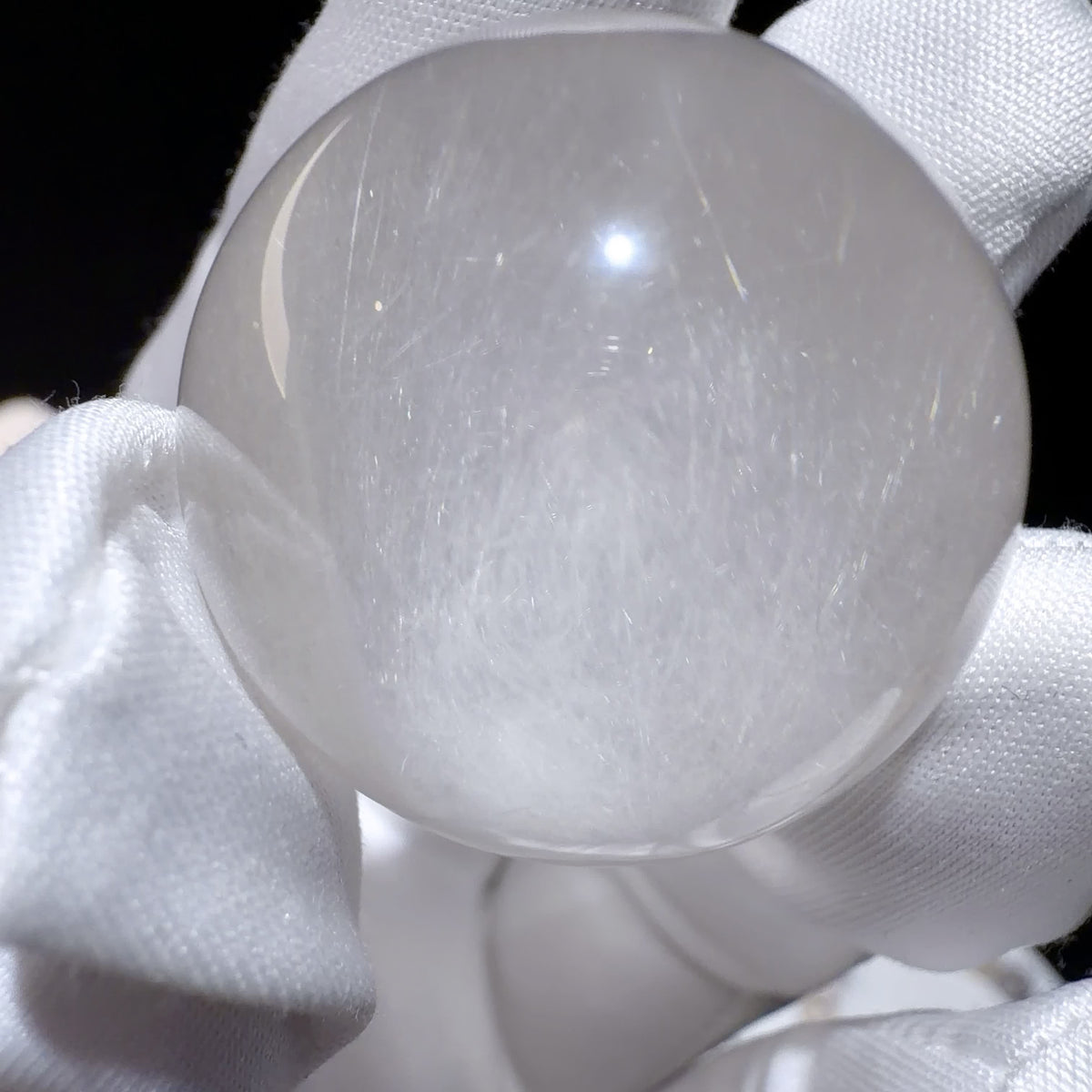Quartz Sphere with Fibrous Inclusions and Crystal-within-crystal Formation 30.2 mm