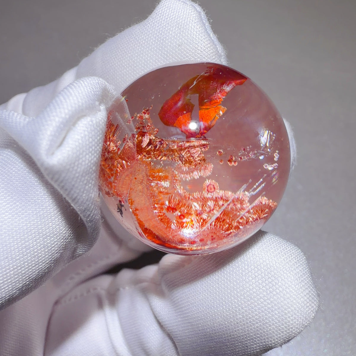 Quartz Bead with Sand-Pink Iron Oxide Inclusions 25.3 mm