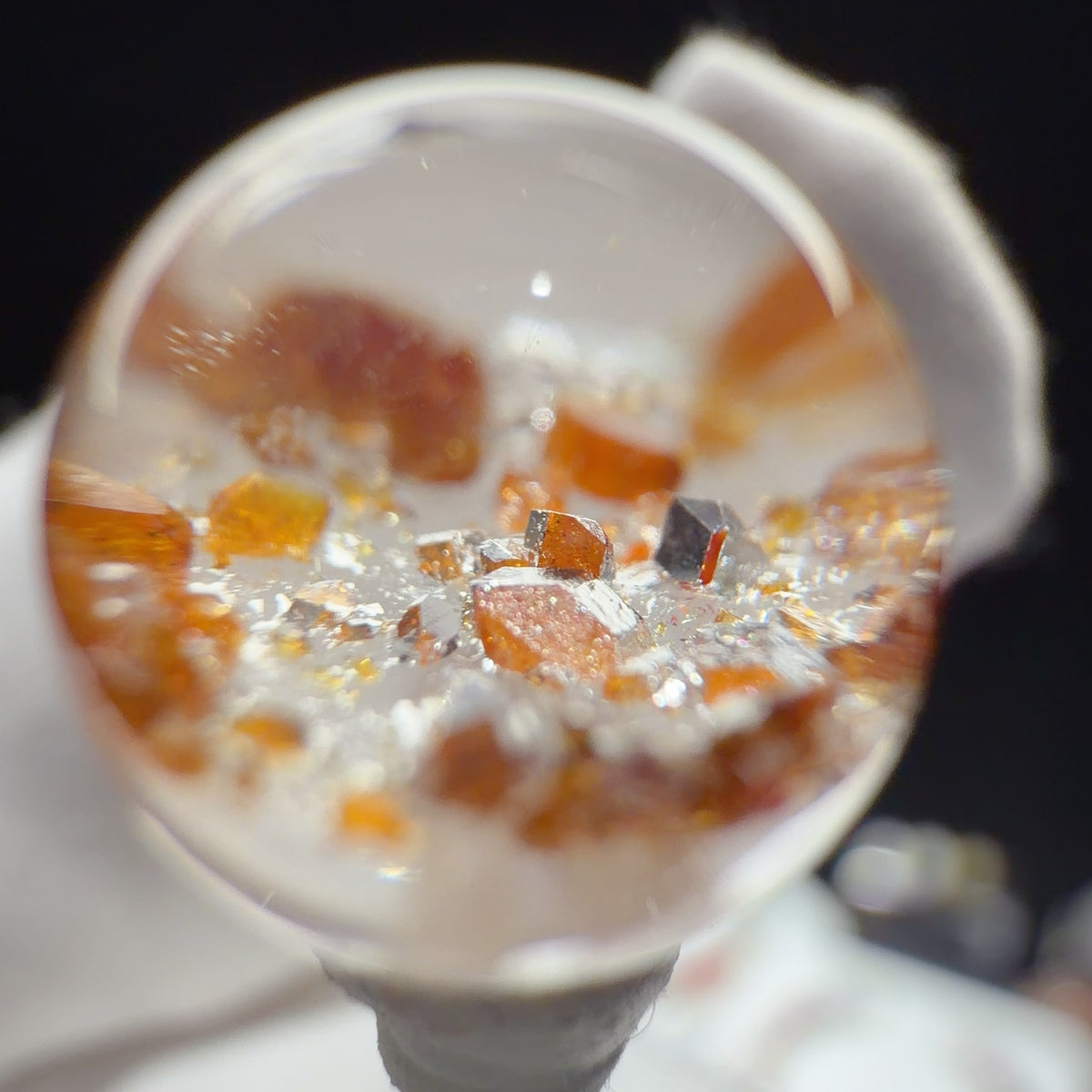 Quartz Bead with Spessartine Garnet Inclusions 10.6 mm