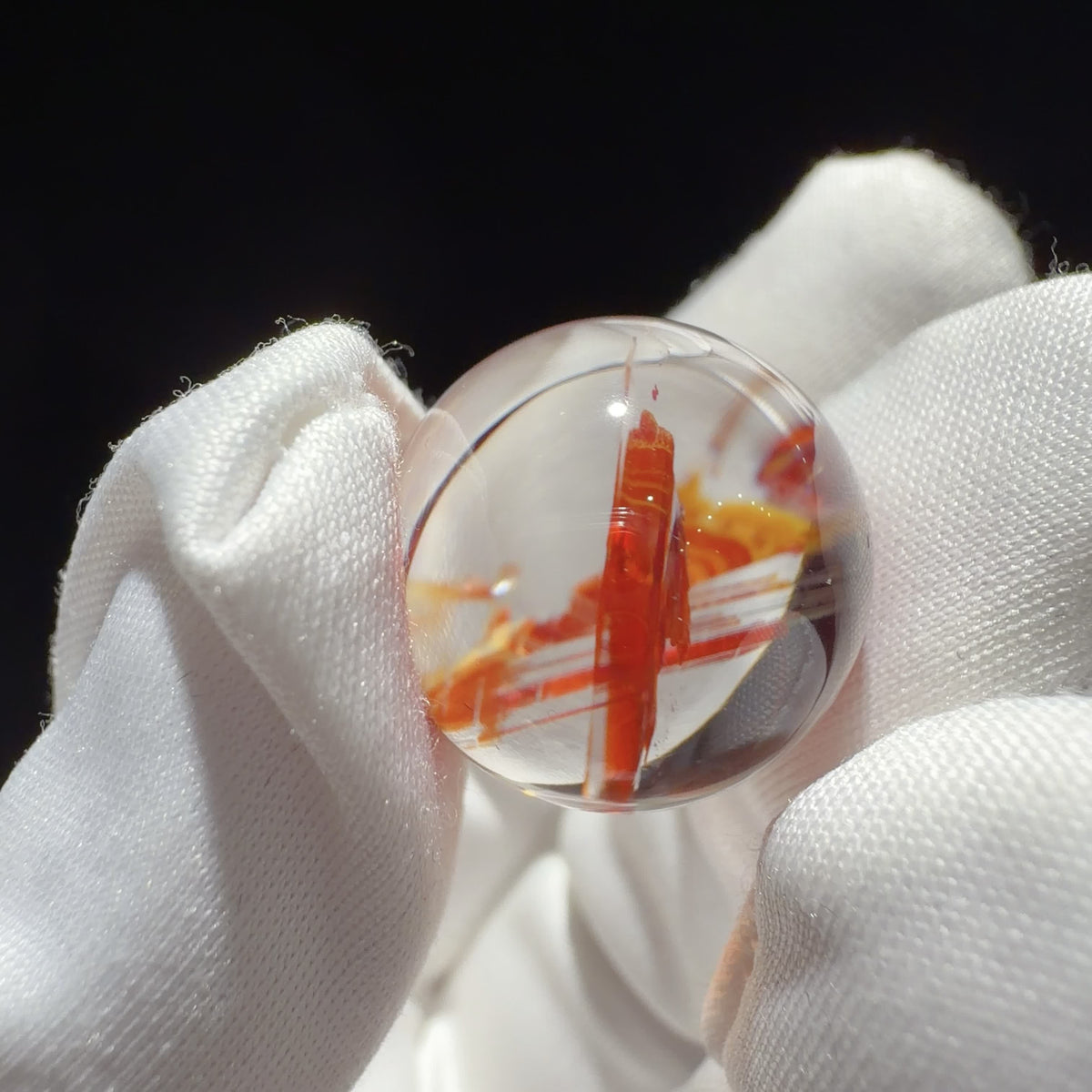 Quartz Bead with Iron Oxide Film Inclusions 18.16 mm
