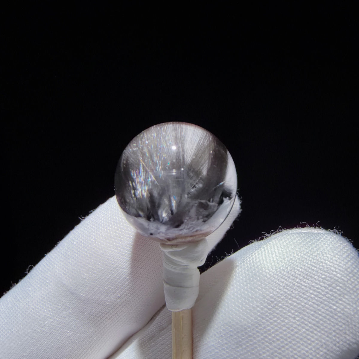 Quartz Bead with Hematite, Anatase and Phantom Inclusions 14.2 mm