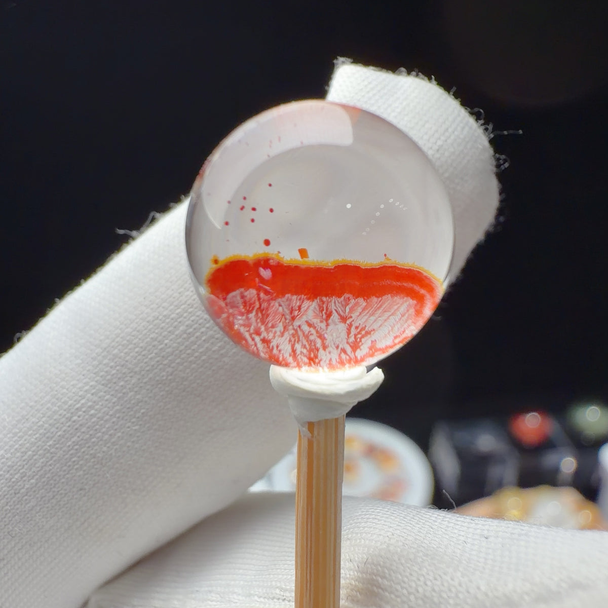 Quartz Bead with Red Iron Oxide Film Inclusions 12.6 mm
