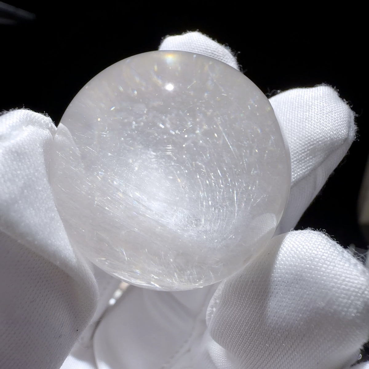 Quartz Sphere with Fibrous Inclusions and Crystal-within-crystal Formation 30.2 mm