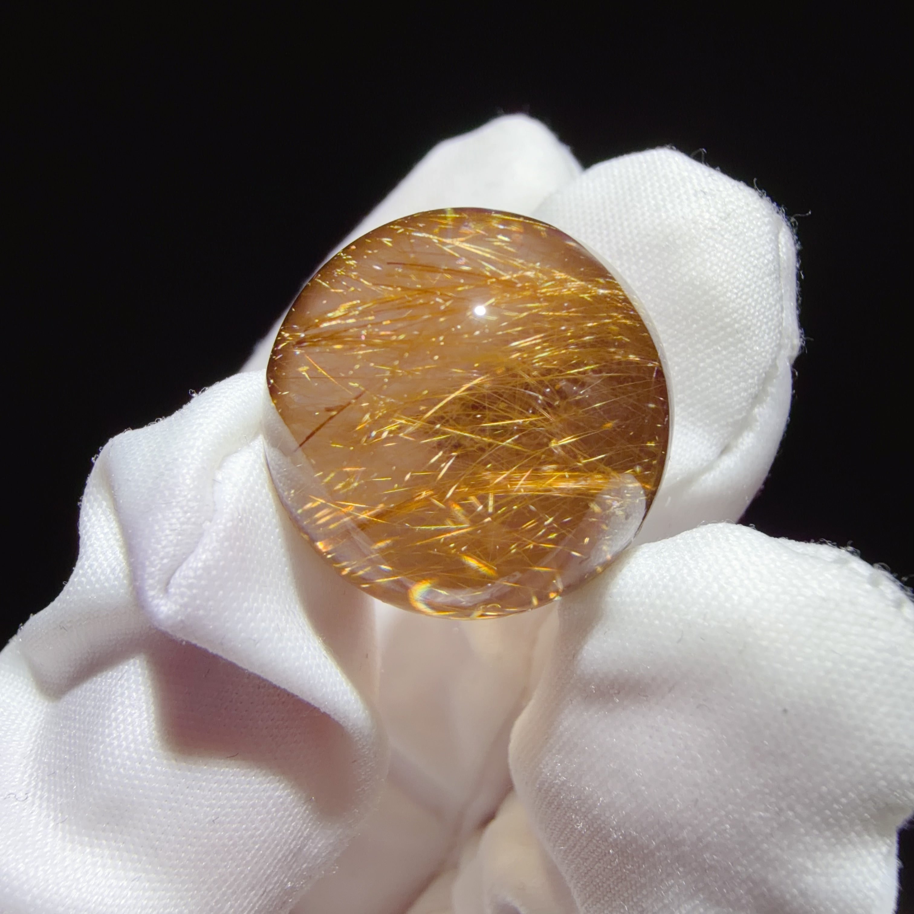 Brown-tinted Quartz Bead with Dense Needle-like Inclusions