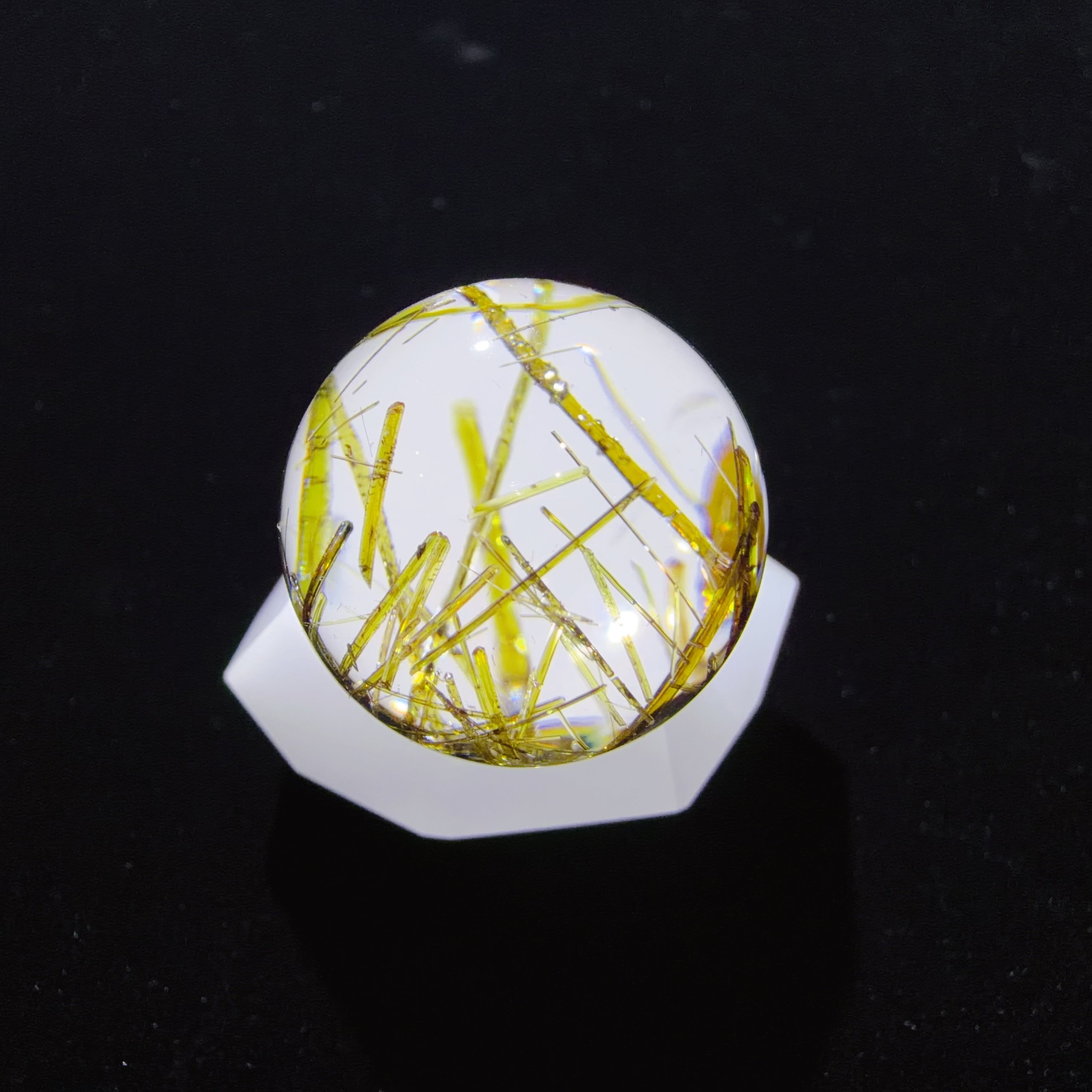 Quartz Bead with Epidote Inclusions