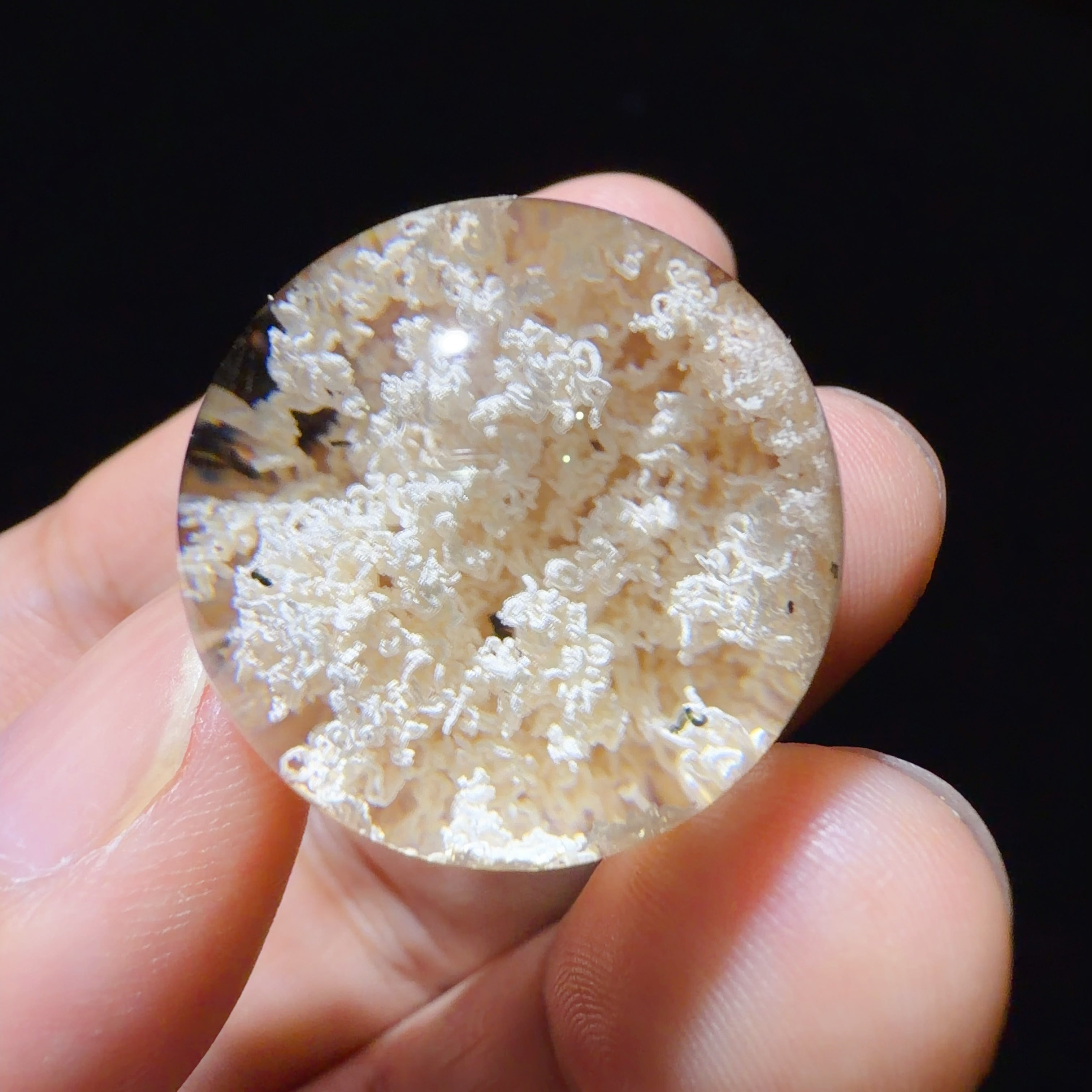 Quartz Bead with White and Green Phantom Layers
