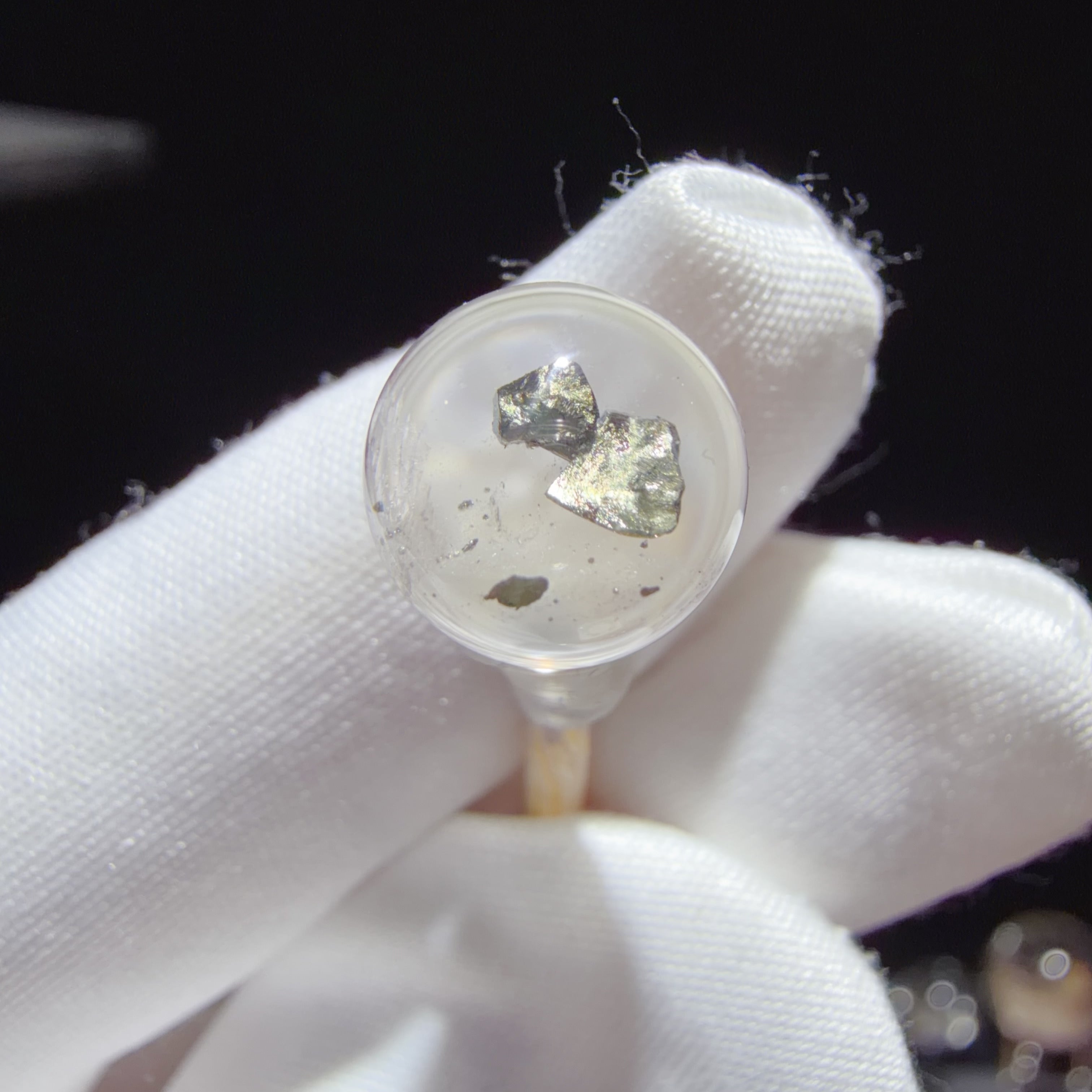 Quartz Bead with Pyrite Inclusion
