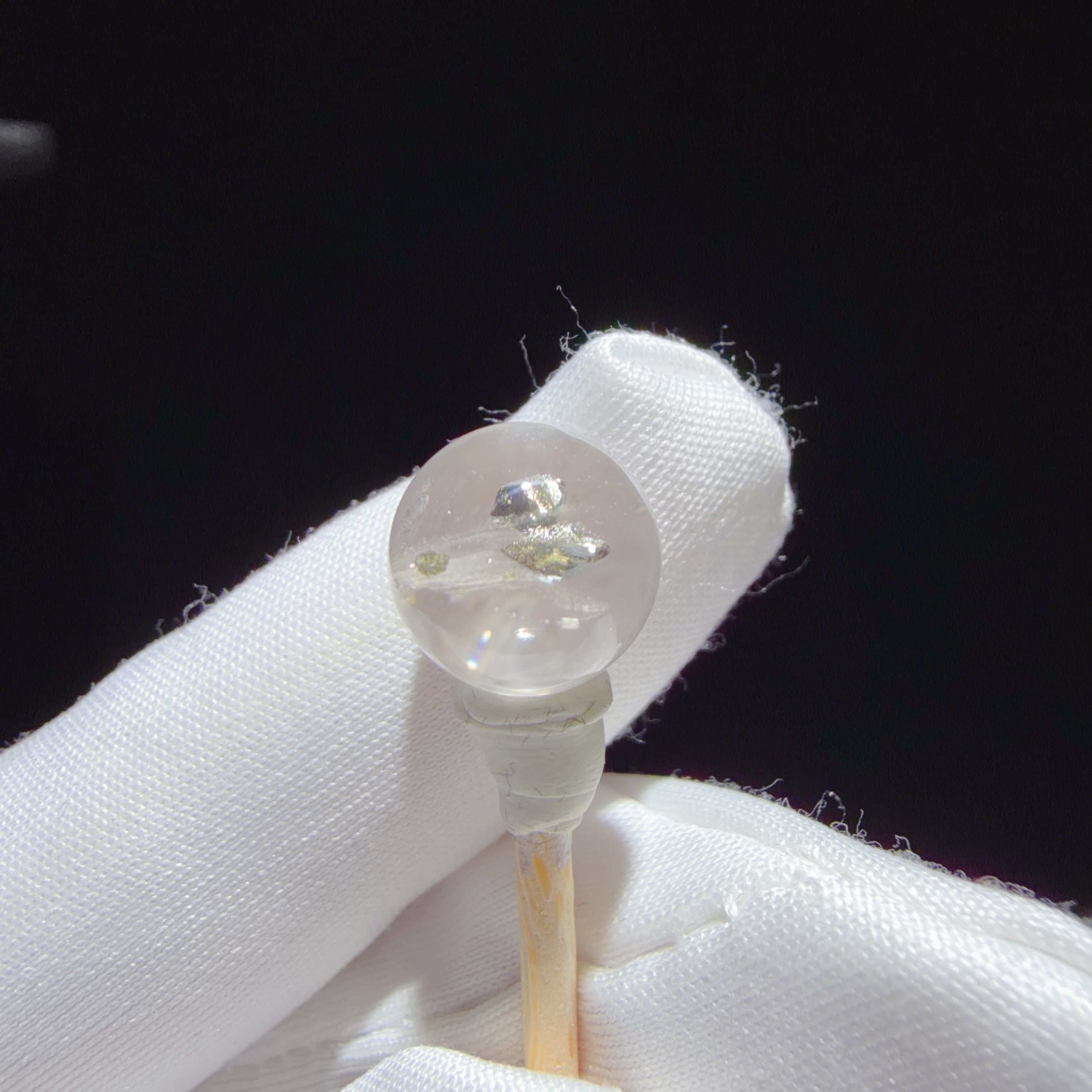 Quartz Bead with Pyrite Inclusion