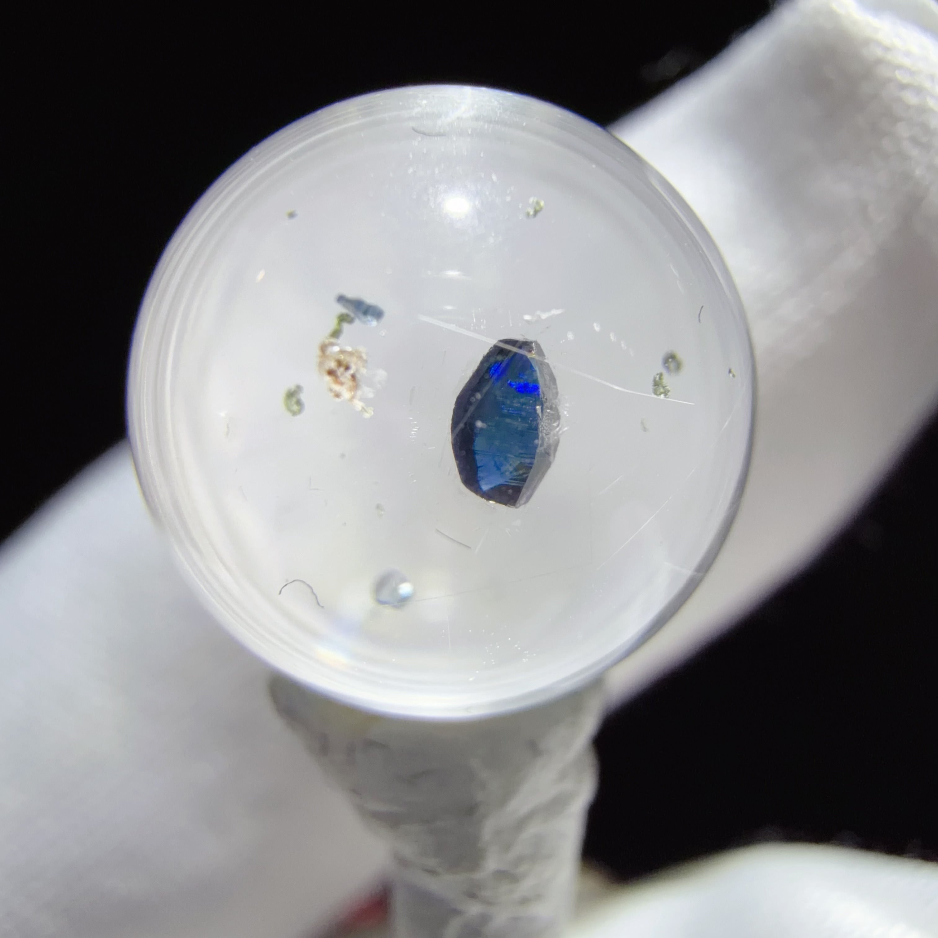 Quartz Bead with Blue Anatase Inclusion