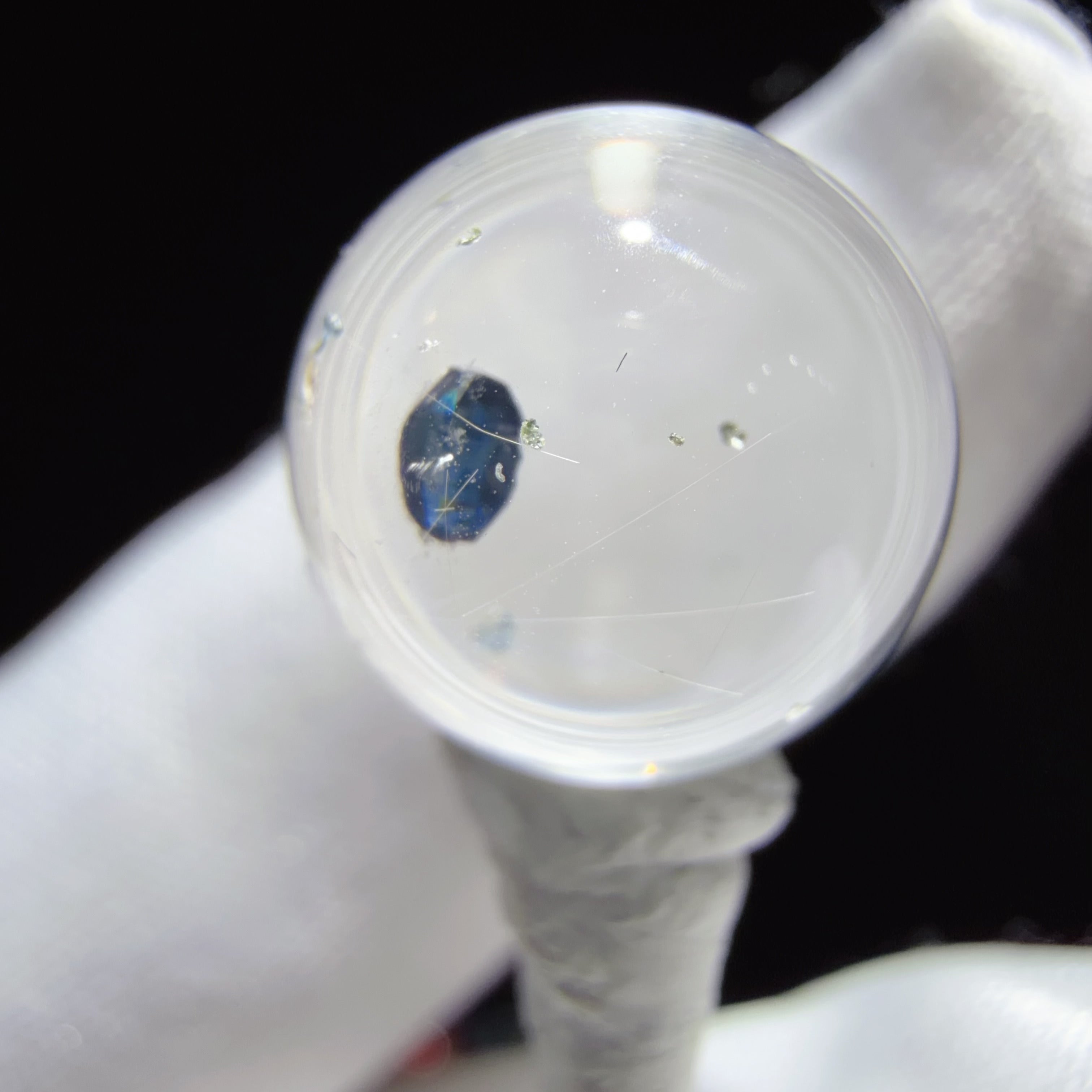 Quartz Bead with Blue Anatase Inclusion