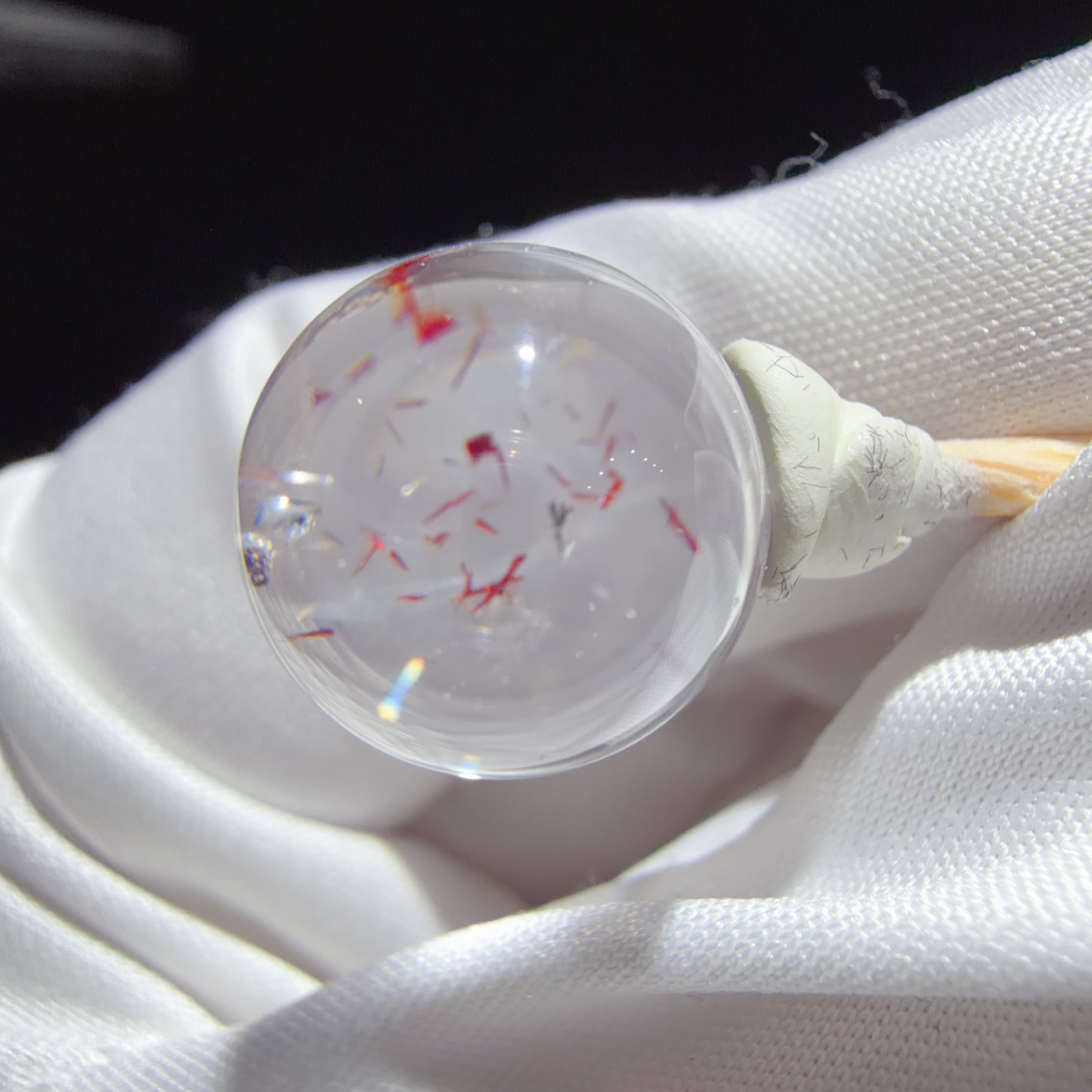 Quartz Bead with Polychrome Mineral Inclusions