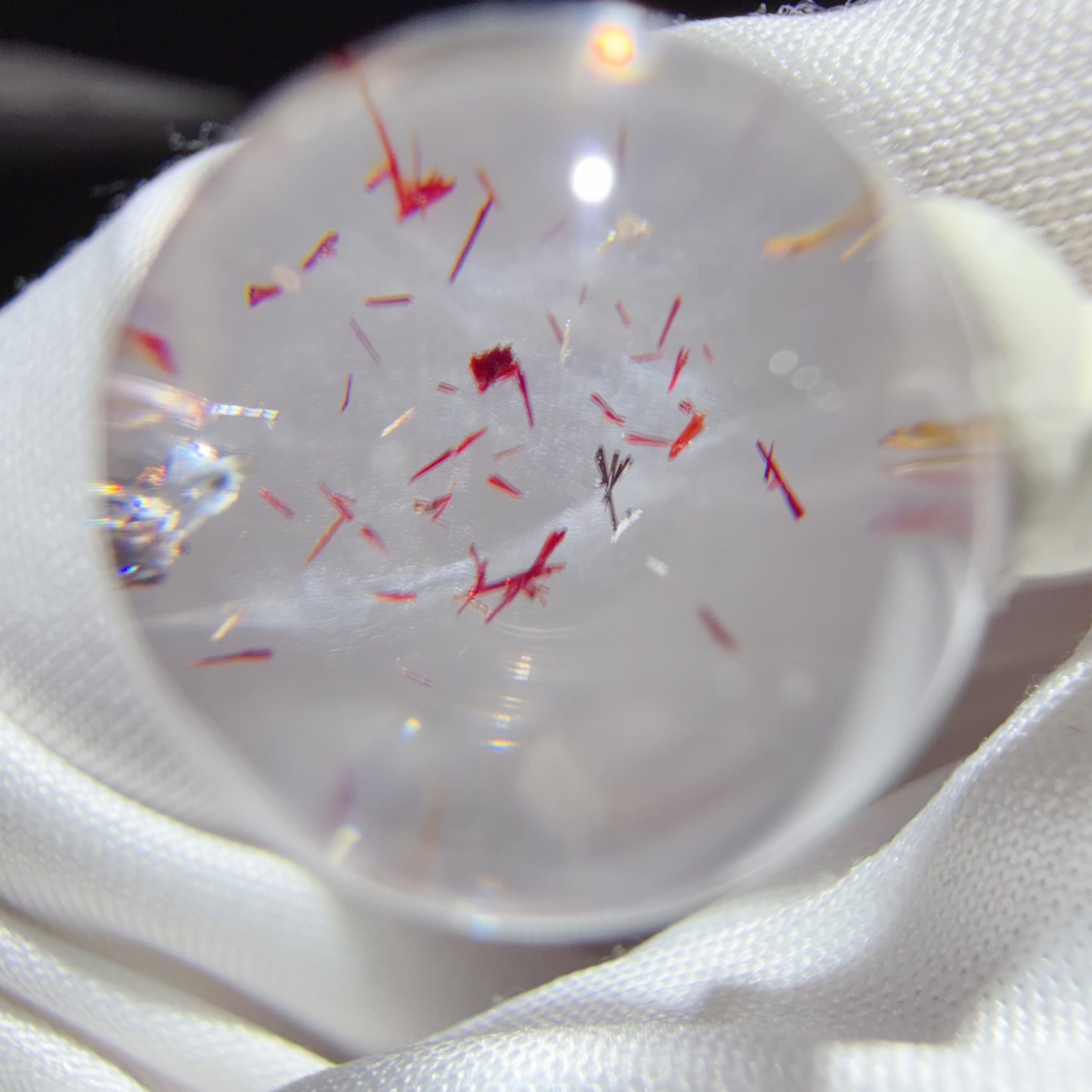 Quartz Bead with Polychrome Mineral Inclusions