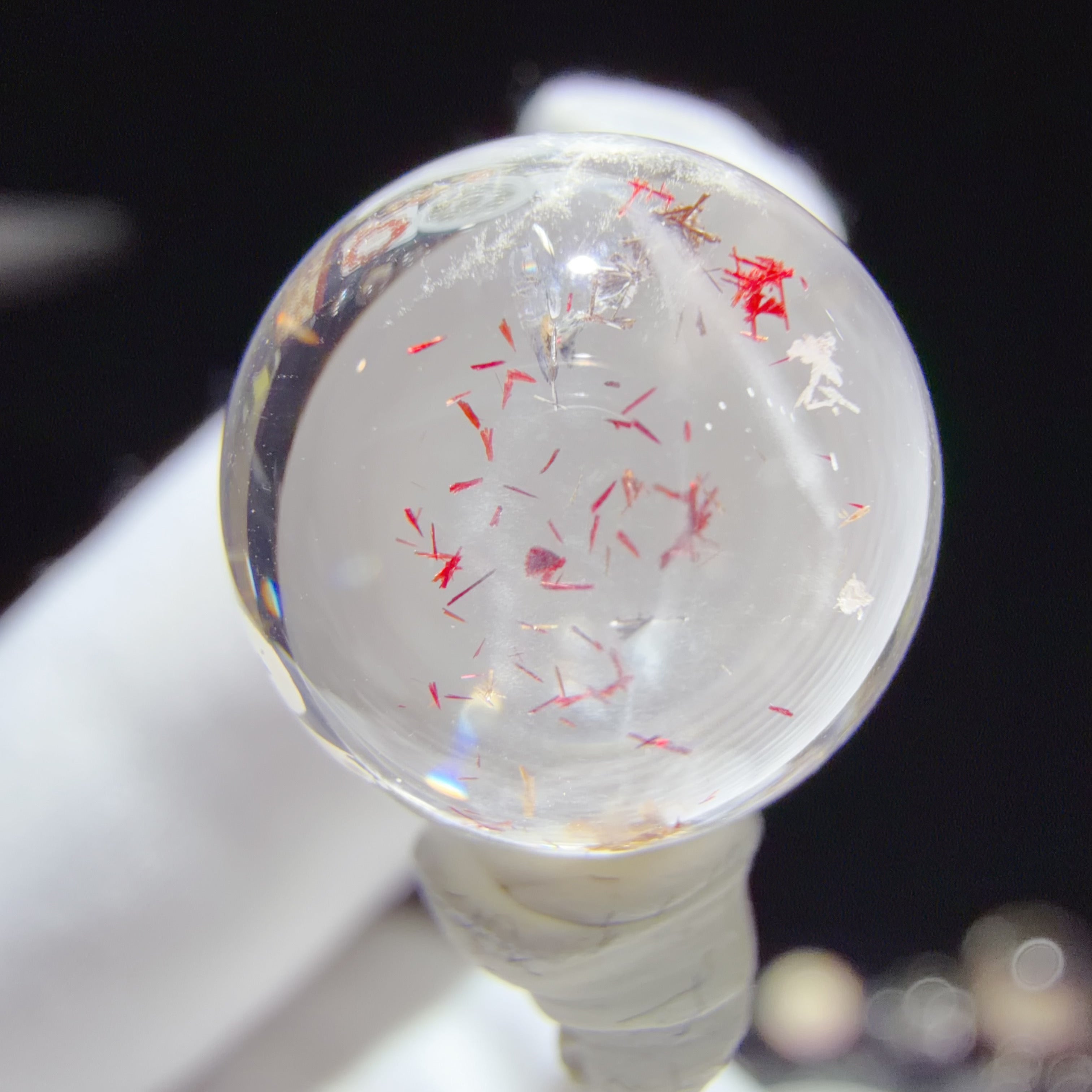 Quartz Bead with Polychrome Mineral Inclusions