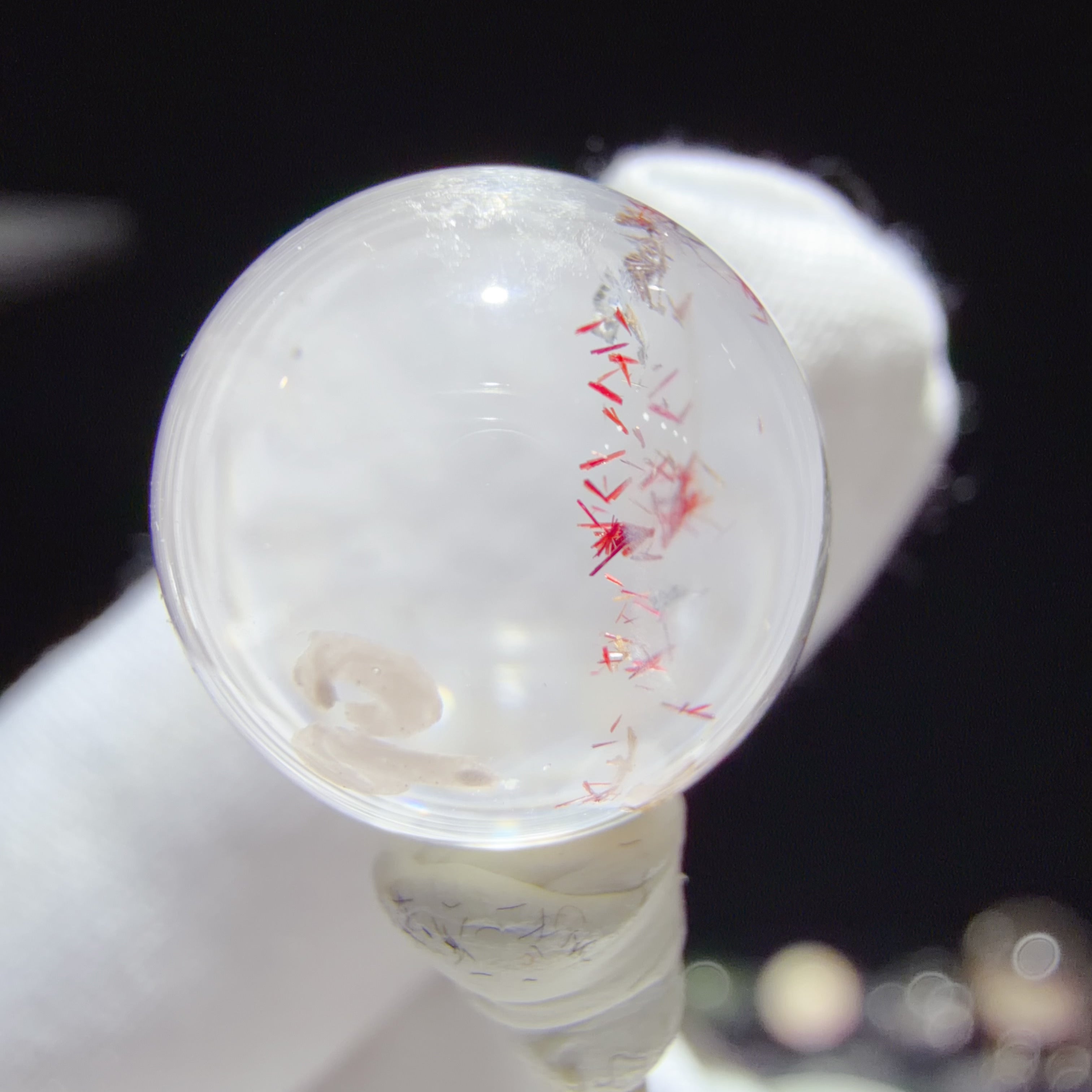 Quartz Bead with Polychrome Mineral Inclusions