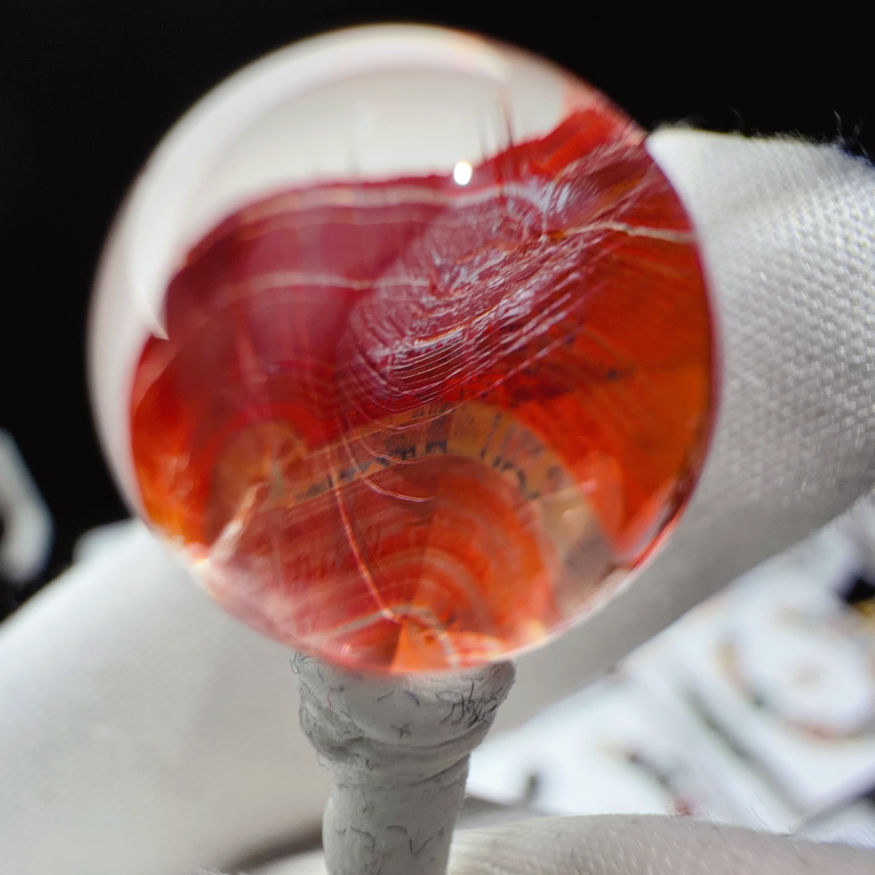 Quartz Bead with Banded Flower-like Inclusions 14.4 mm