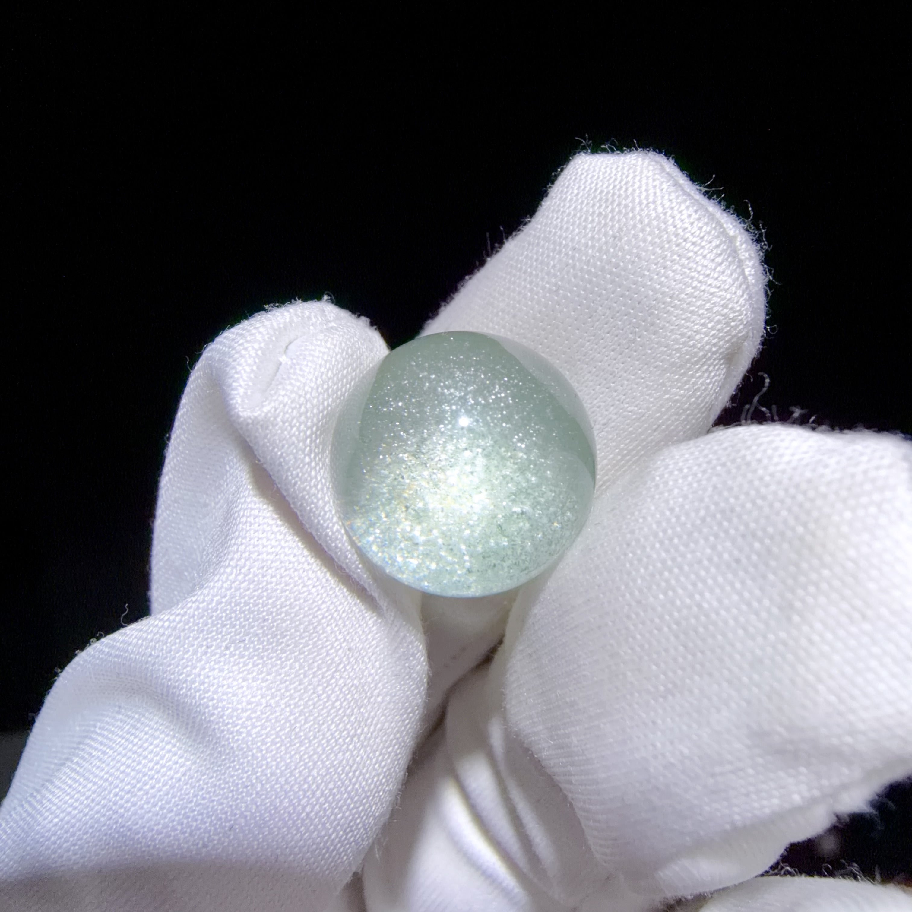 Quartz Bead with Layered Green Phantom Inclusions 14mm