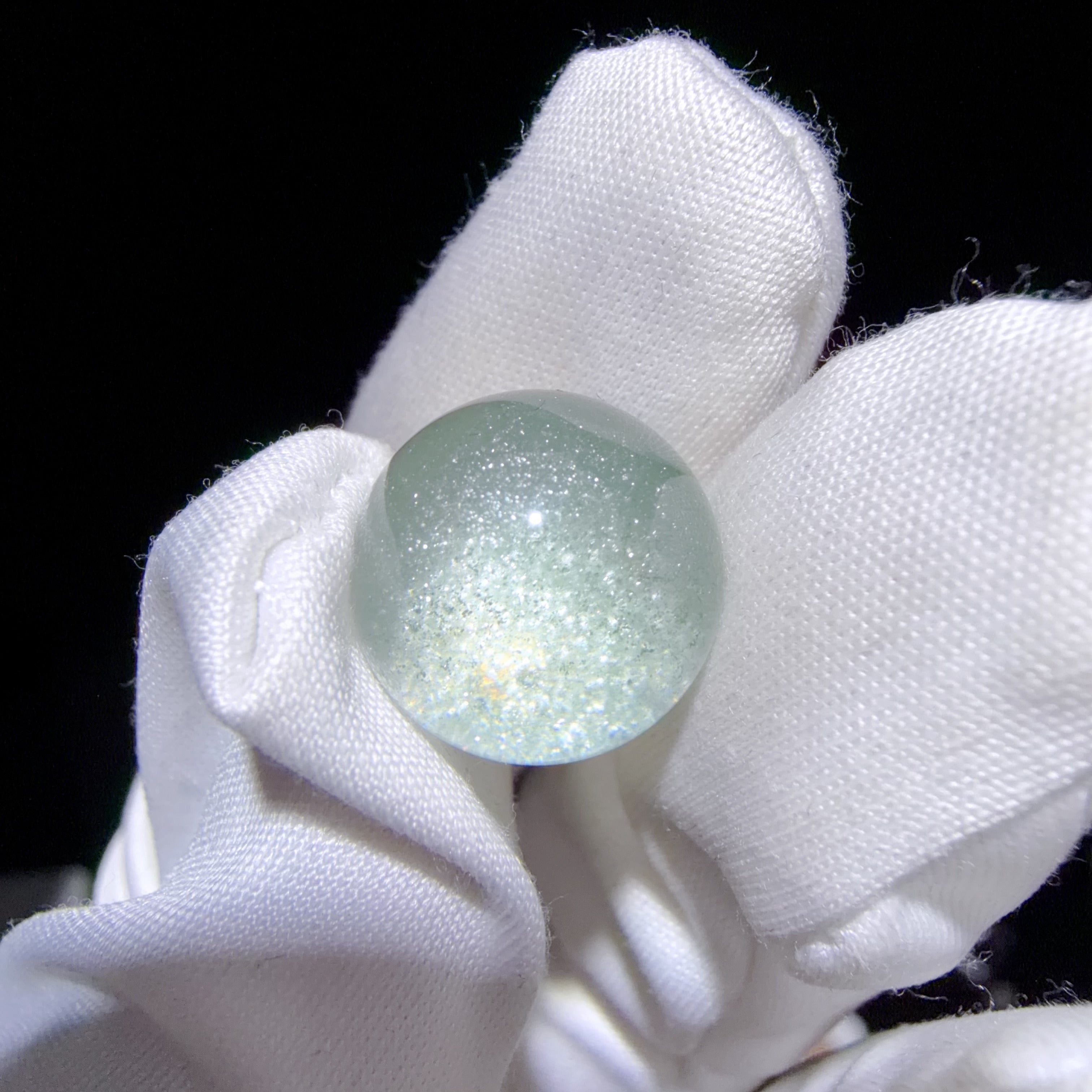 Quartz Bead with Layered Green Phantom Inclusions 14mm