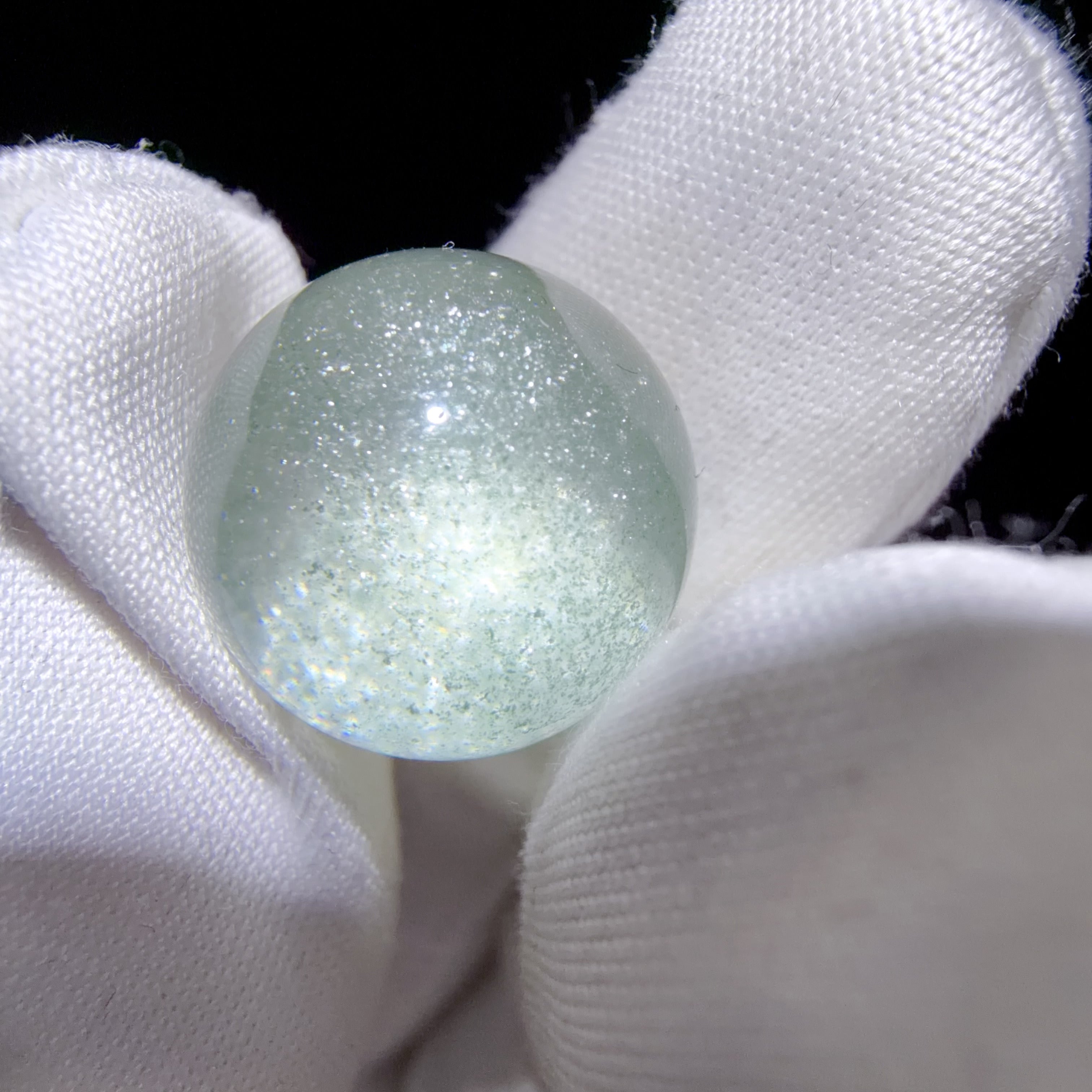 Quartz Bead with Layered Green Phantom Inclusions 14mm