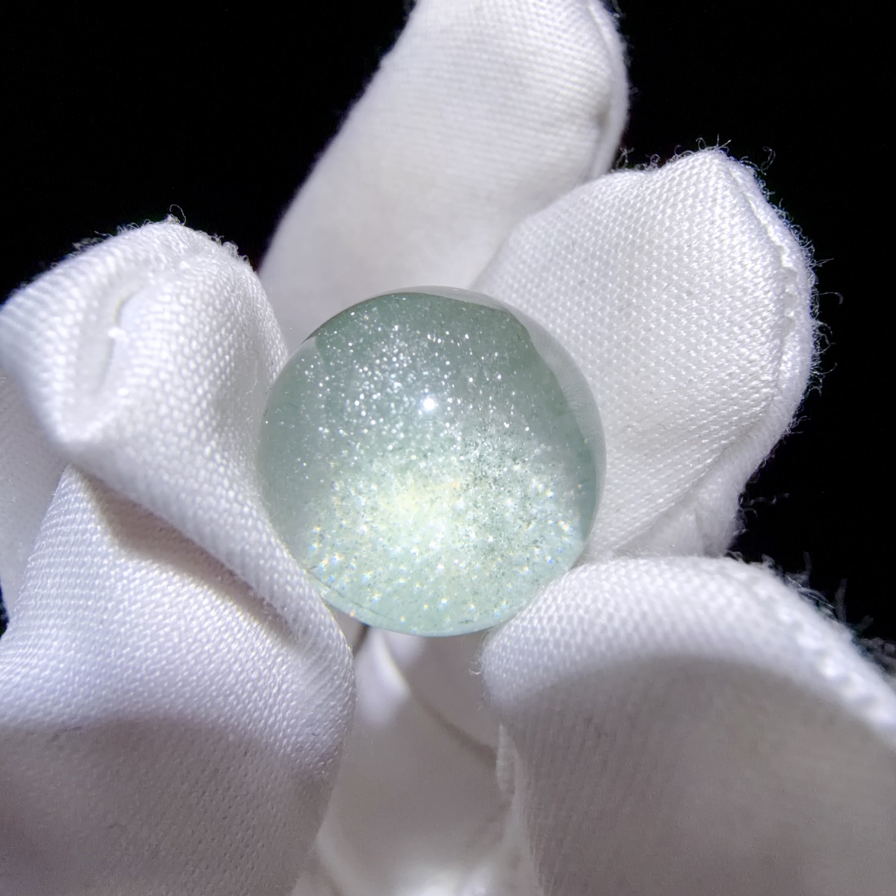 Quartz Bead with Layered Green Phantom Inclusions 14mm