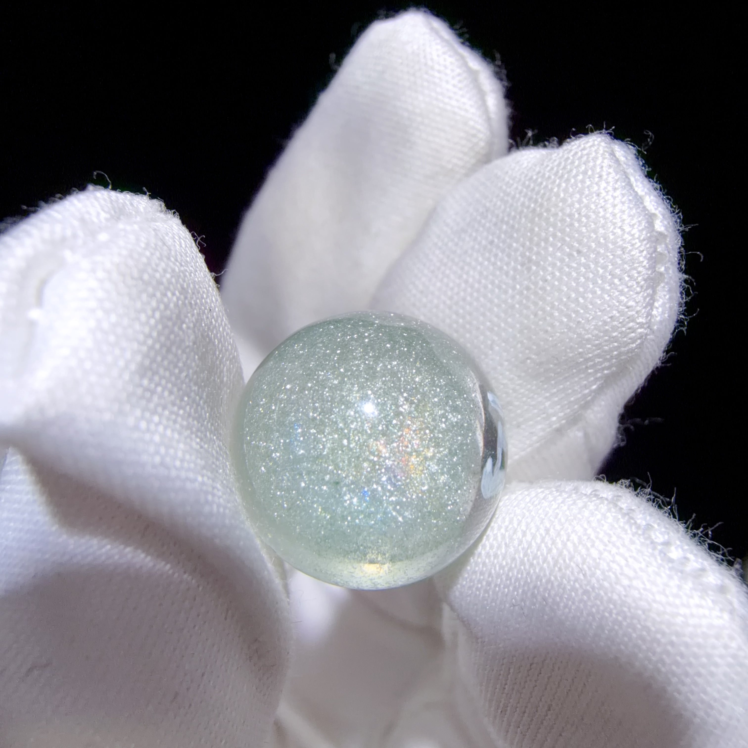 Quartz Bead with Layered Green Phantom Inclusions 14mm