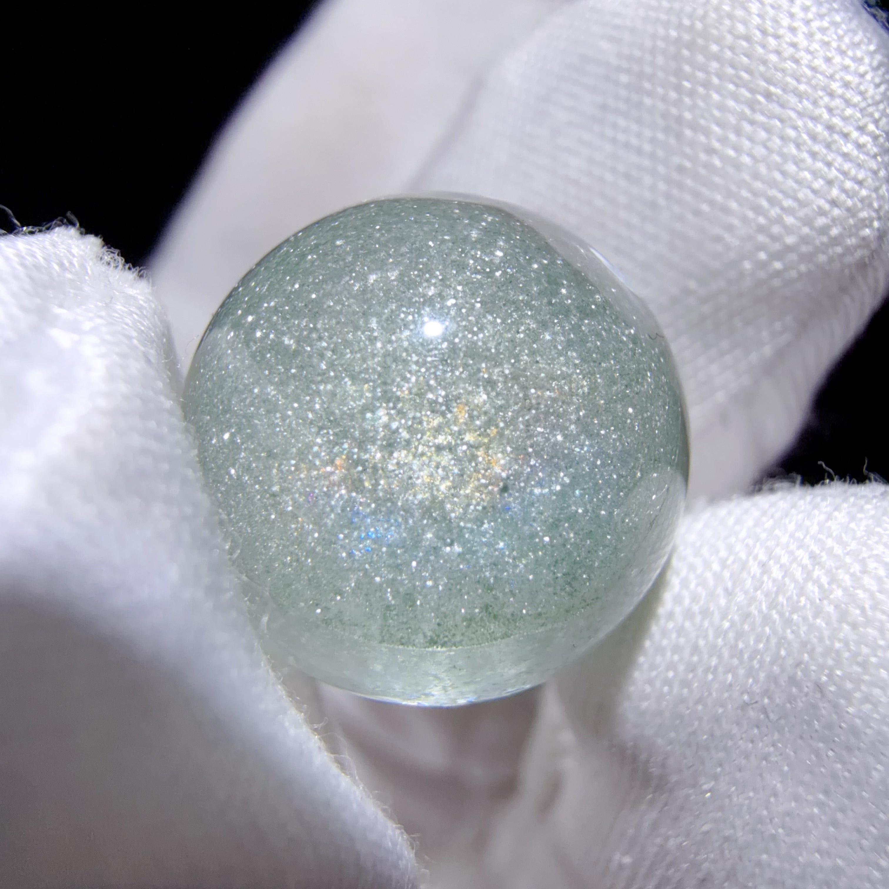 Quartz Bead with Layered Green Phantom Inclusions 14mm