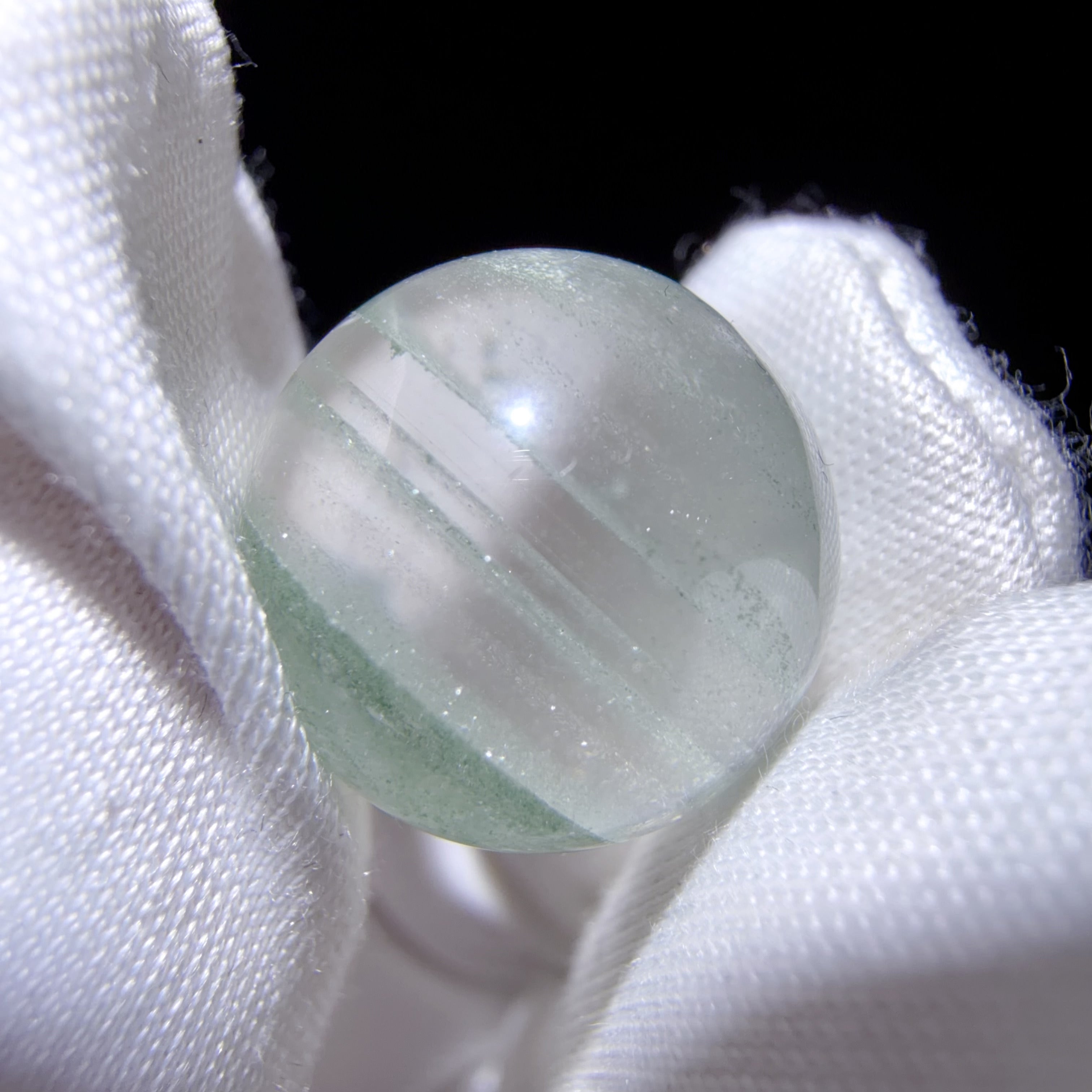 Quartz Bead with Layered Green Phantom Inclusions 14mm